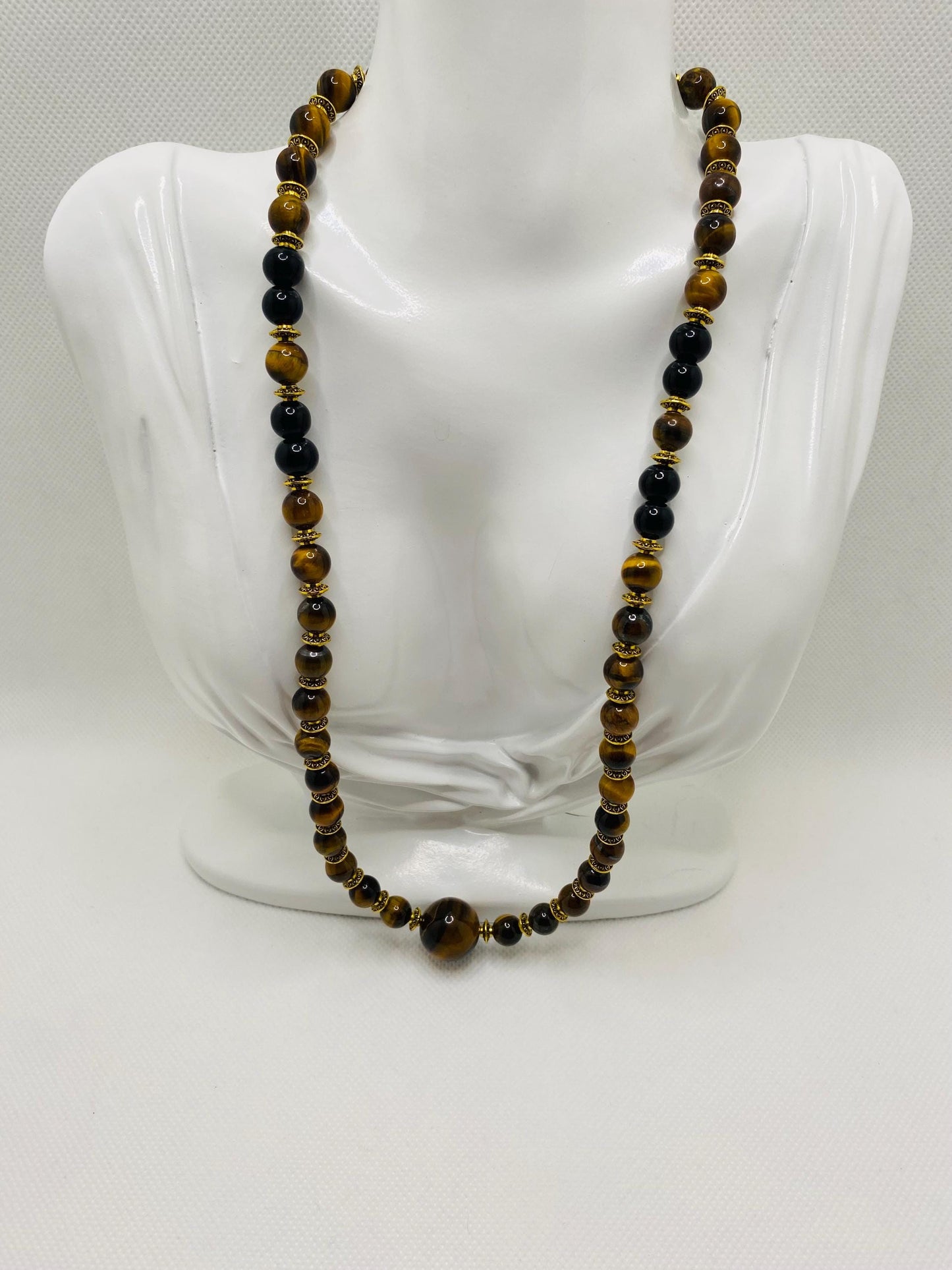 Handmade Tigers Eye Necklace: Tibetan Style Gemstone Jewelry