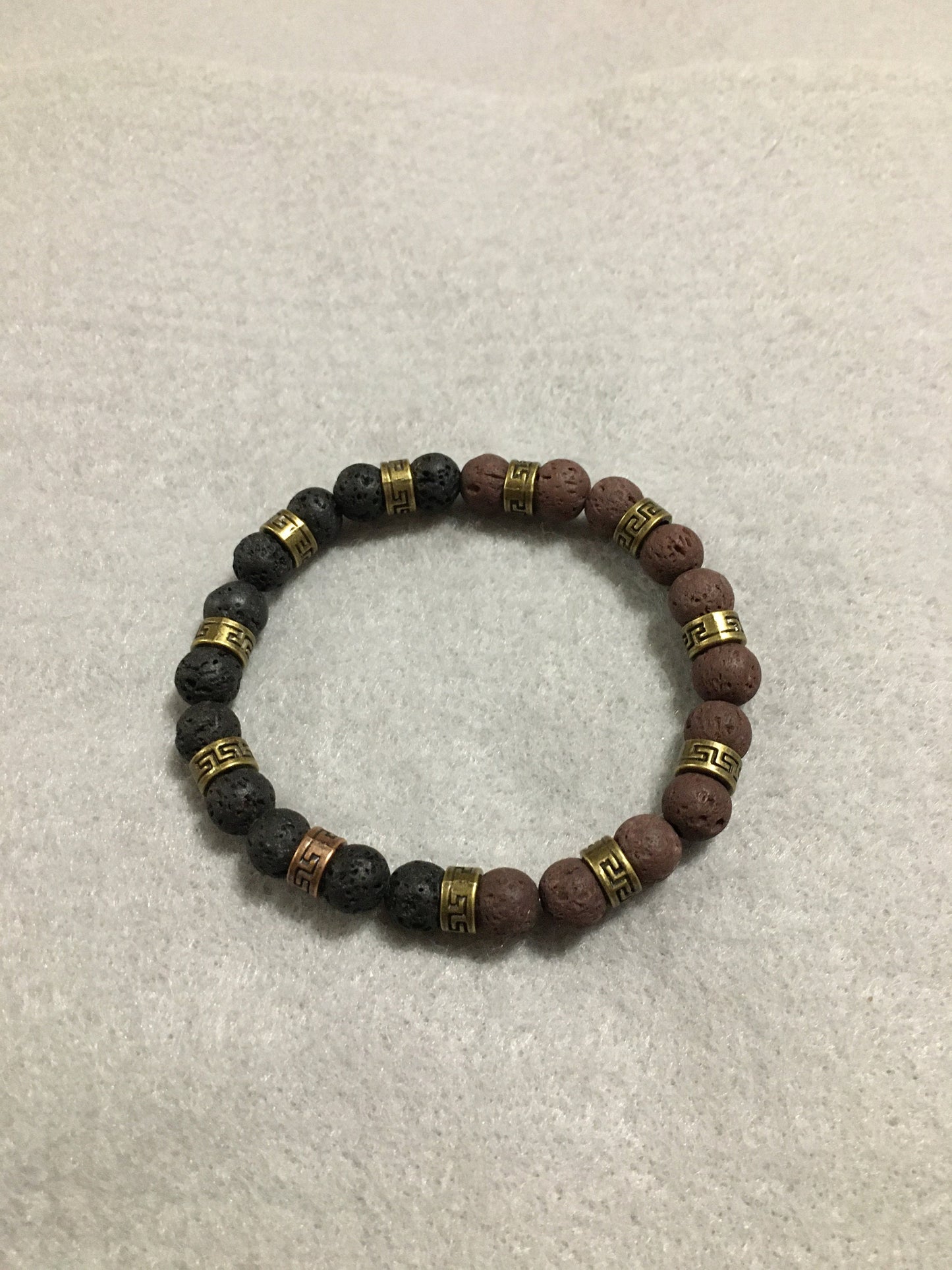 Lava Rock Bracelet: Handmade Essential Oil Diffuser, Tibetan Bronze Spacers