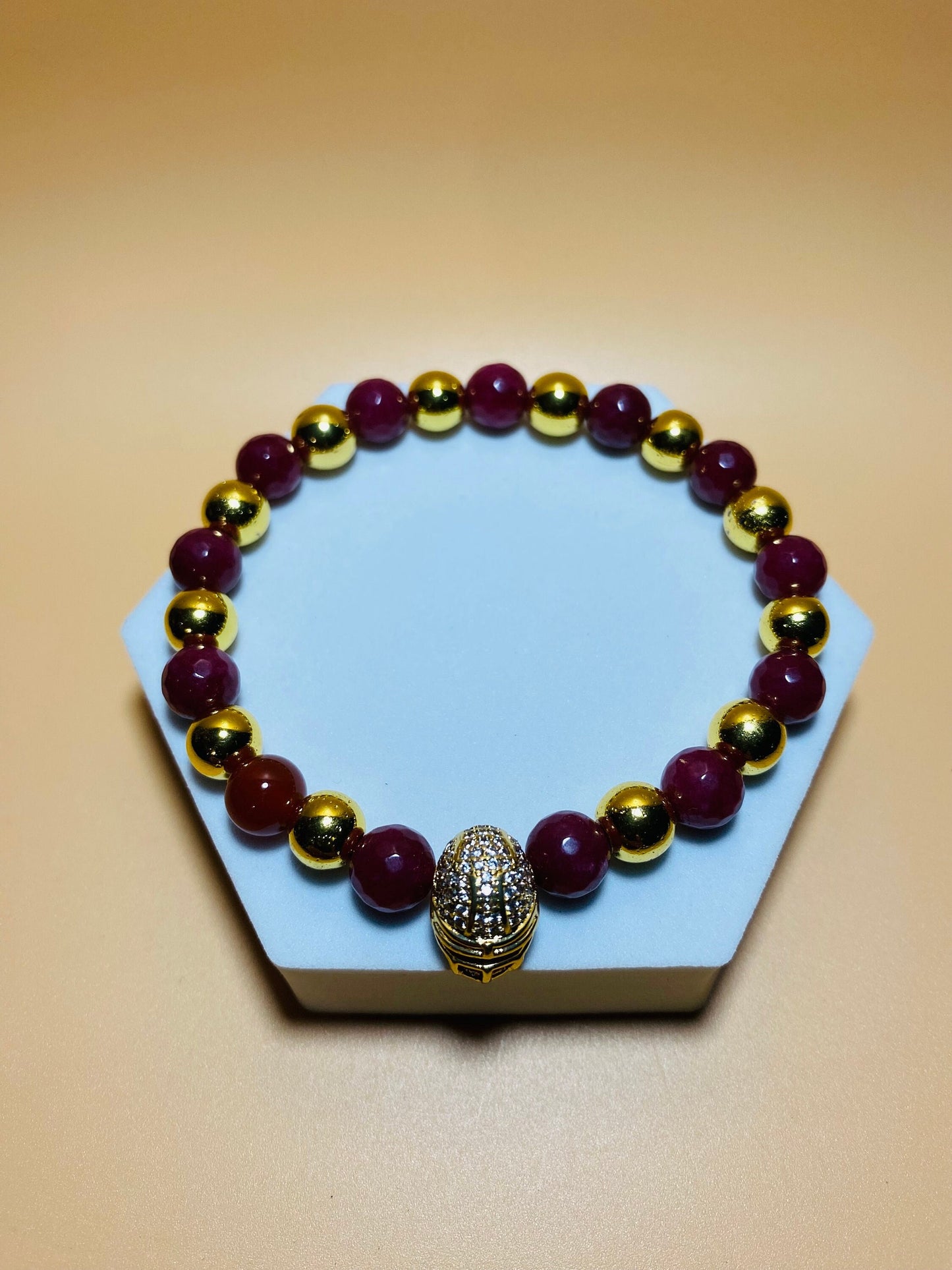 Washington Commanders Mens Bracelets, Mens Jewelry with Natural Gemstone Beads, Gifts for Him