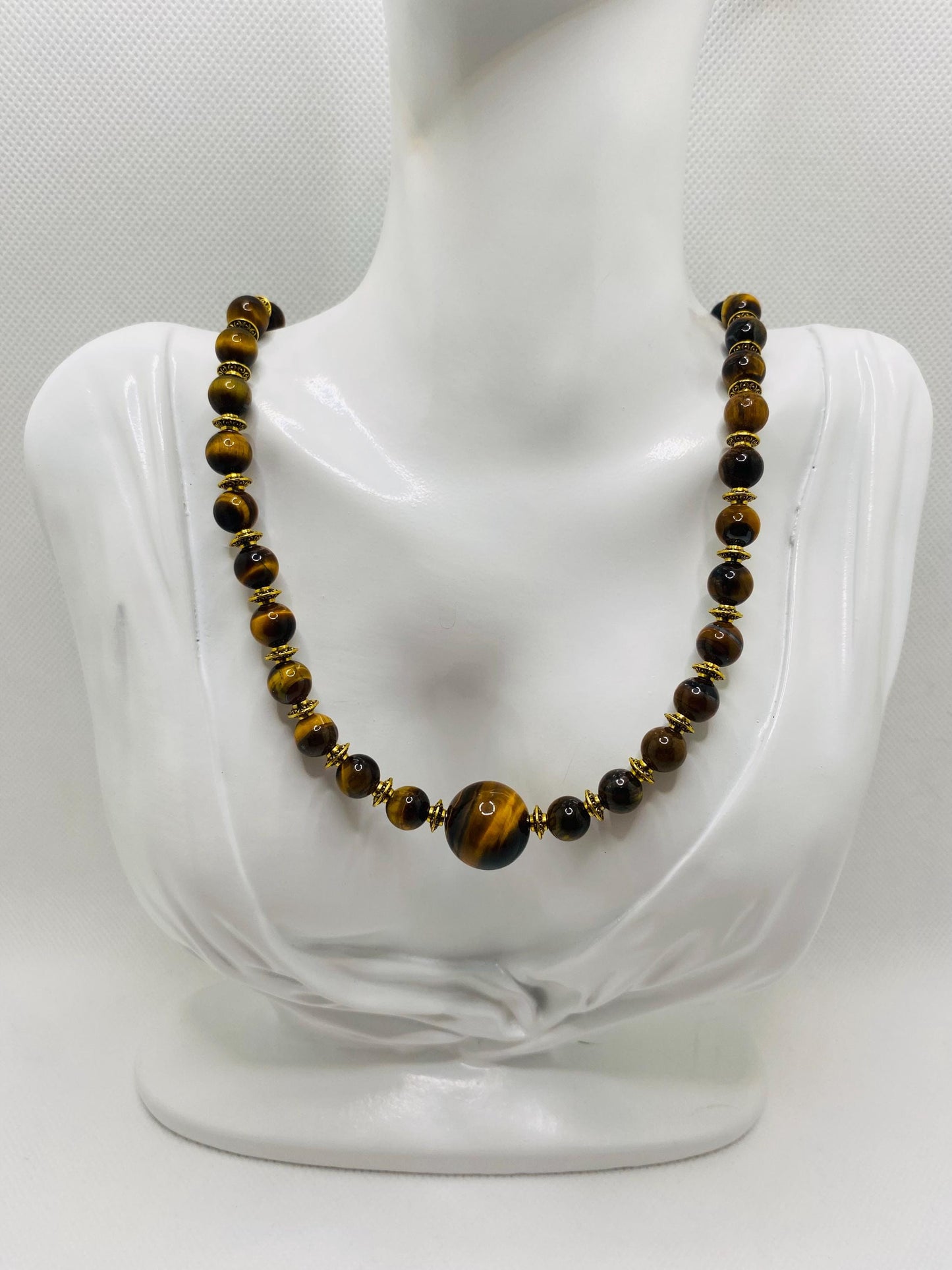 Handmade Tigers Eye Necklace: Tibetan Style Gemstone Jewelry