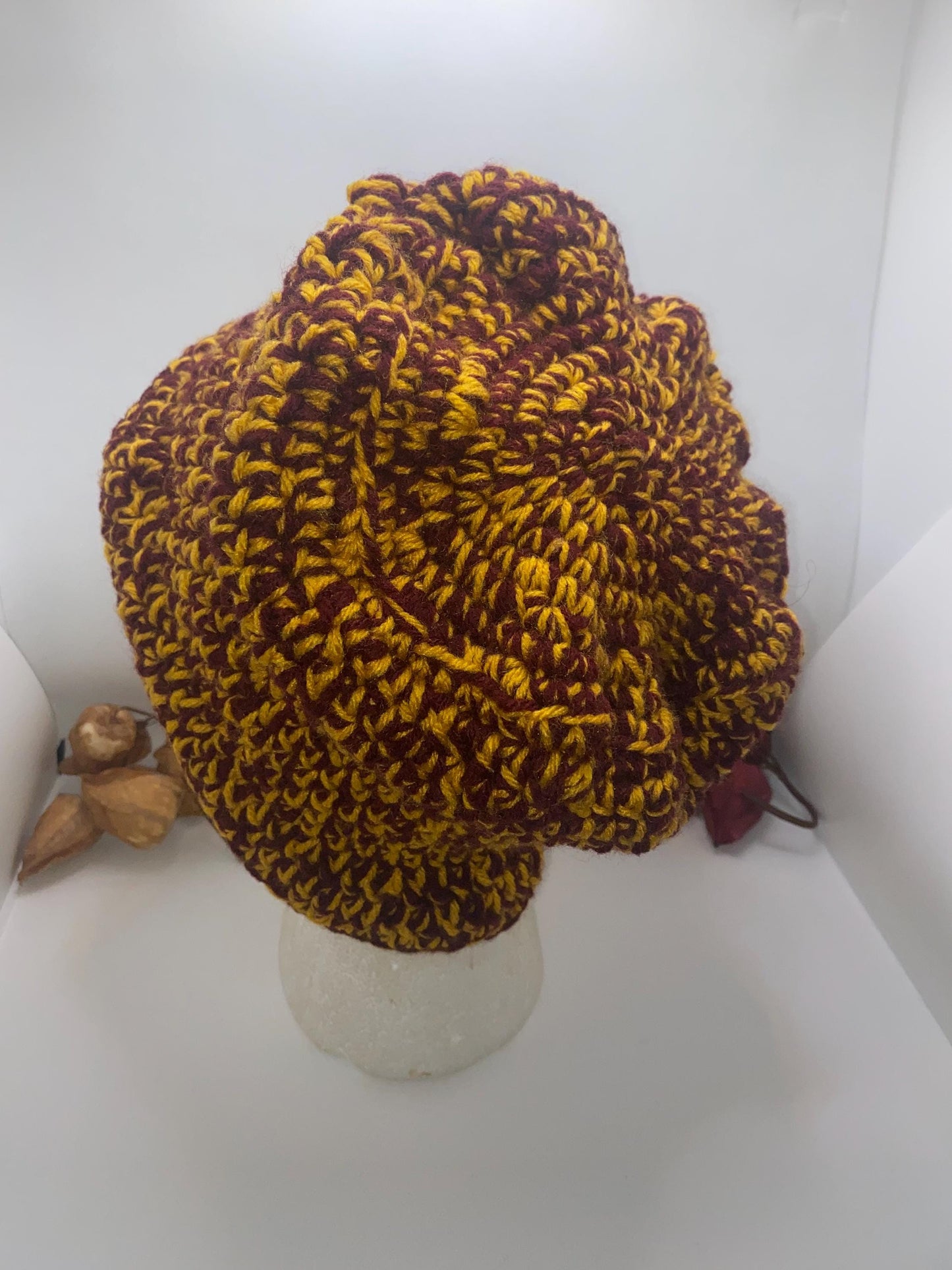 USC Trojans Crochet Hat: Gold & Crimson Beanie, Handmade College Apparel