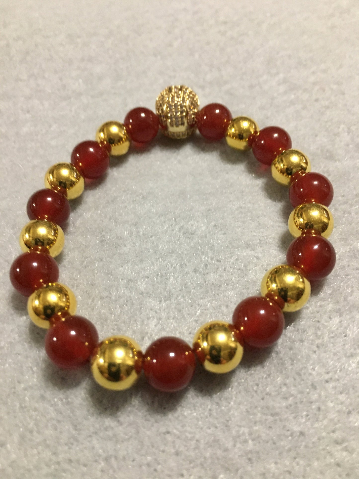 USC Trojans Bracelet: Carnelian, Hematite & CZ Football Helmet