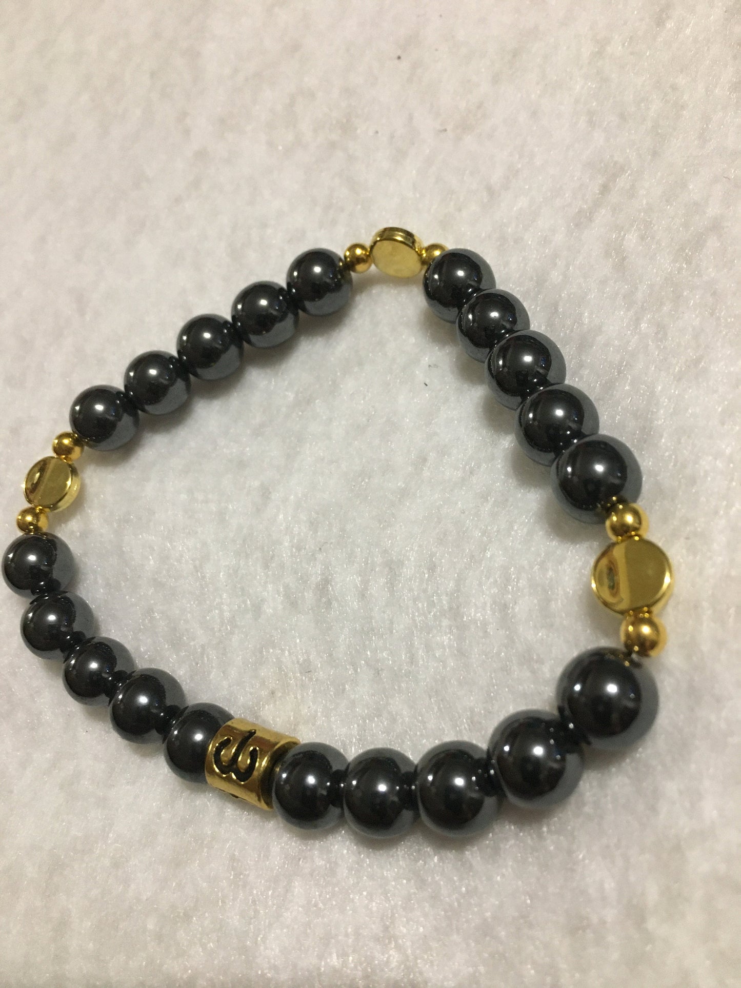 Aries Zodiac Bracelet: Hematite Gemstone, Gold Charm