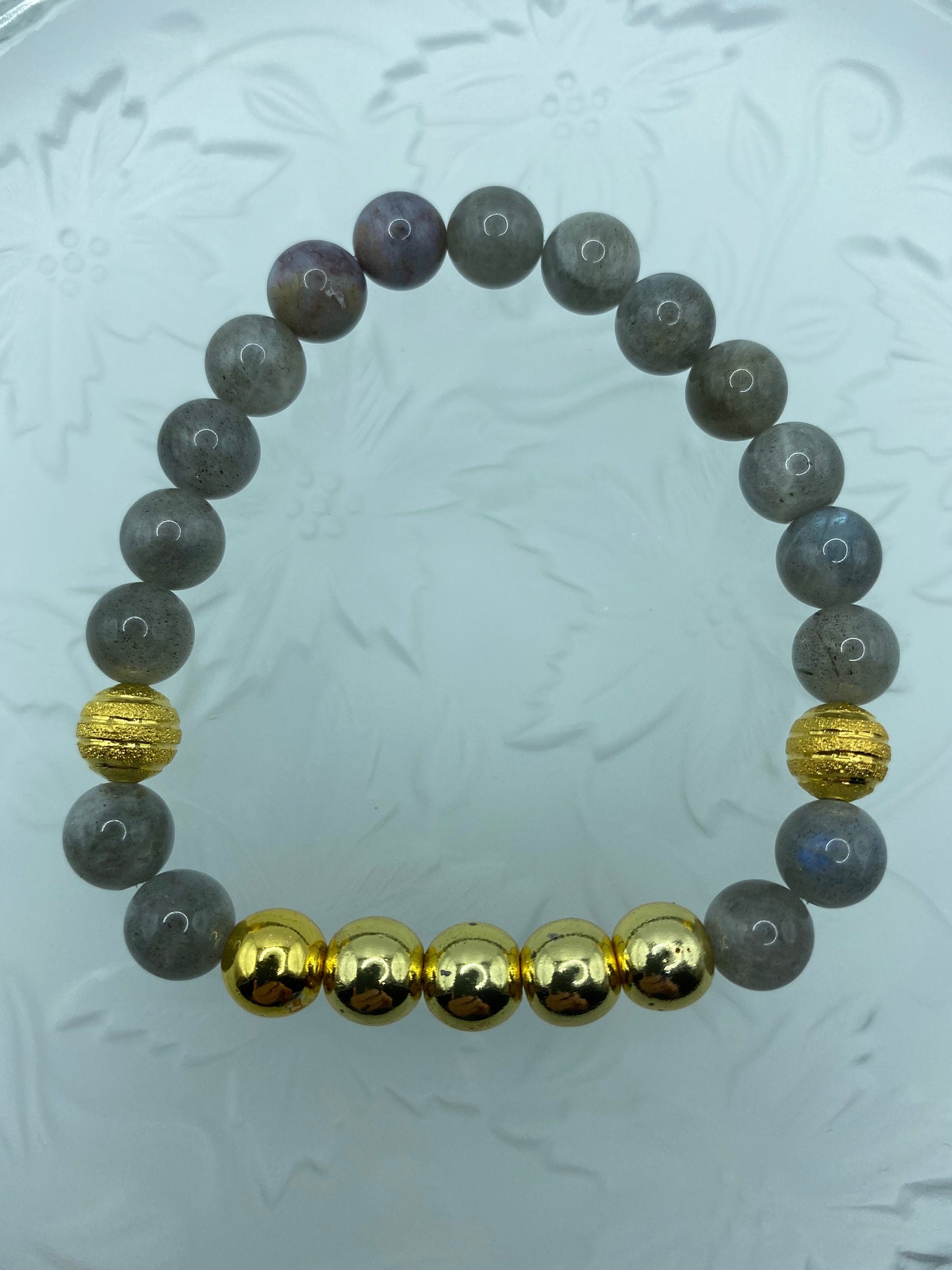 Gold Plated Hematite & Labradorite Beaded Bracelet for Men