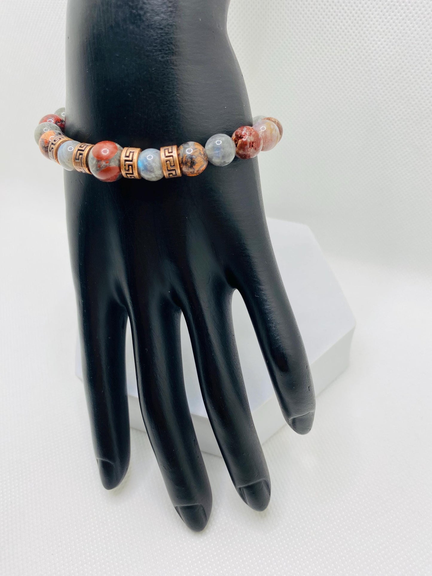 Mens Bracelets with Natural Labradorite Gemstone Beads - Tibetan Jewelry for Women