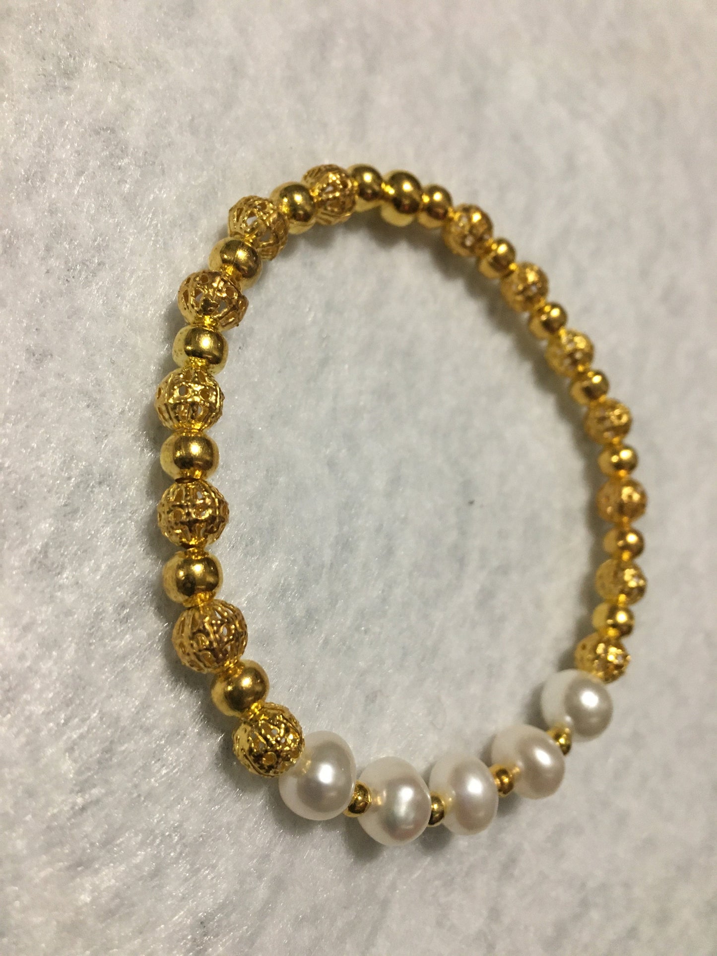 Baroque Pearl Bracelet: 18k Gold-Plated Beads, Handmade Gemstone Jewelry