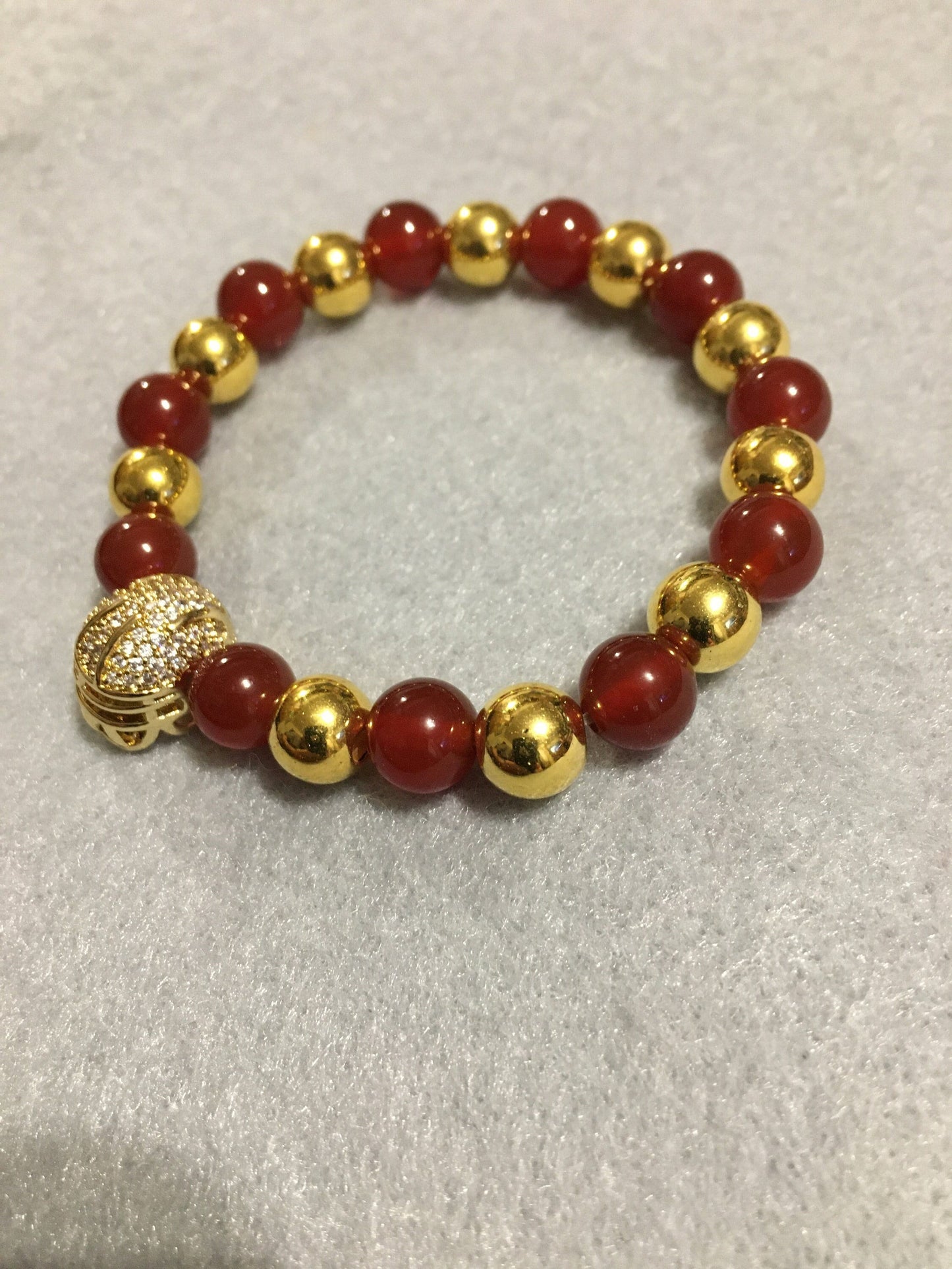 USC Trojans Bracelet: Carnelian, Hematite & CZ Football Helmet