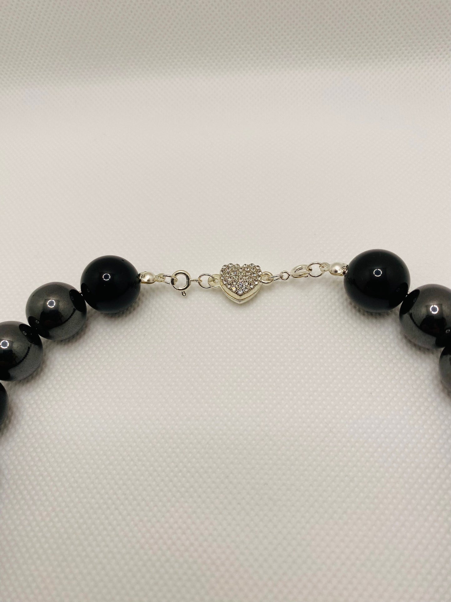 Black Obsidian & Hematite Necklace: Embrace Couple Charm
