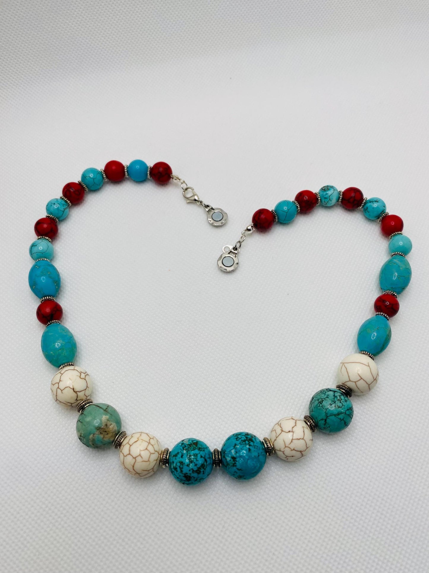 Handmade Turquoise Beaded Necklace: Boho Gemstone Jewelry