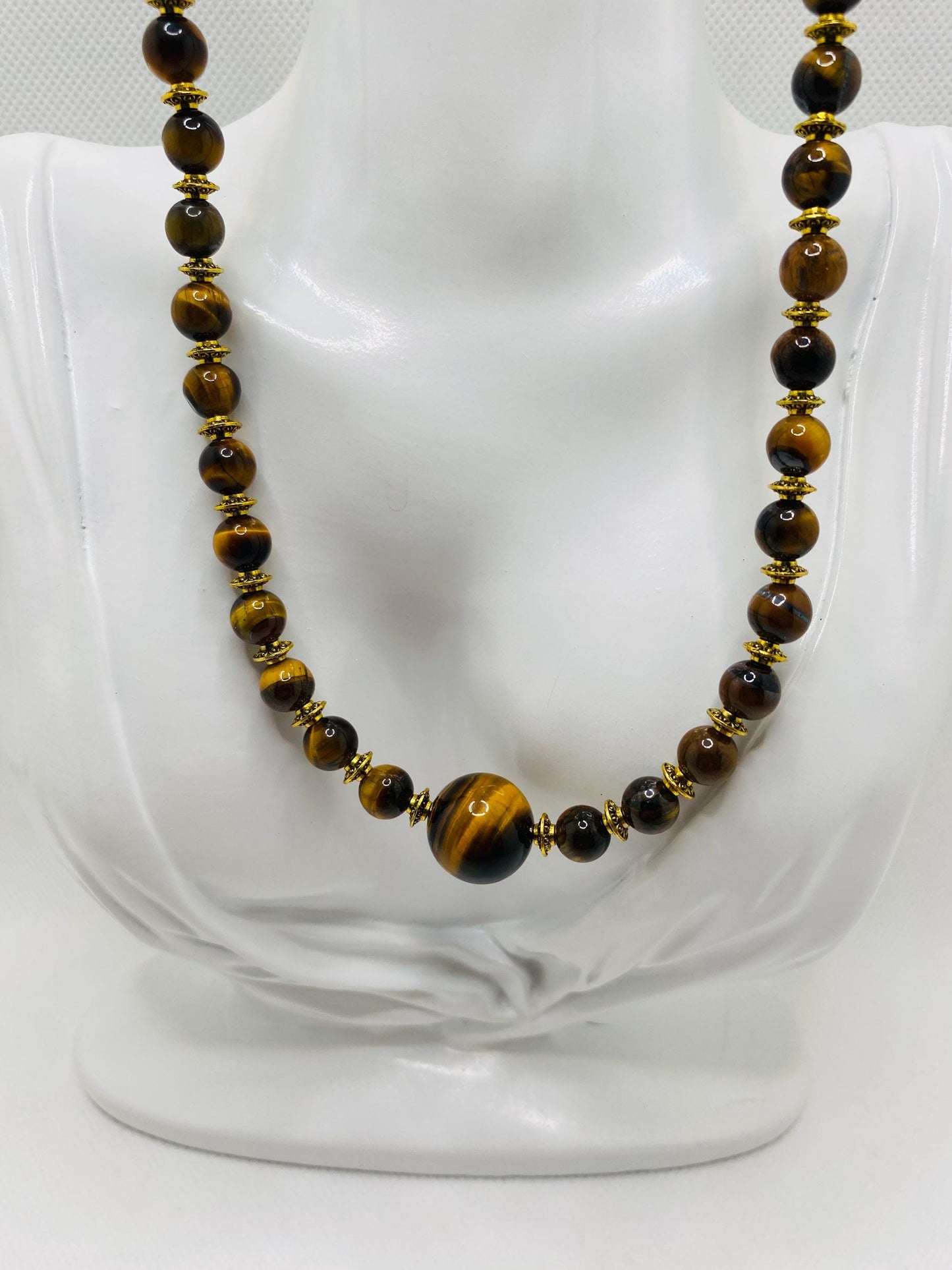 Handmade Tigers Eye Necklace: Tibetan Style Gemstone Jewelry