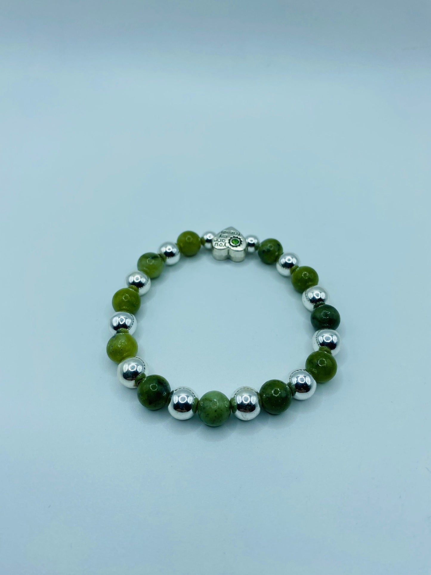 Friendship Bracelet with Green Jade & Hematite Gemstone Beads, Heart Jewelry Gifts for Friends