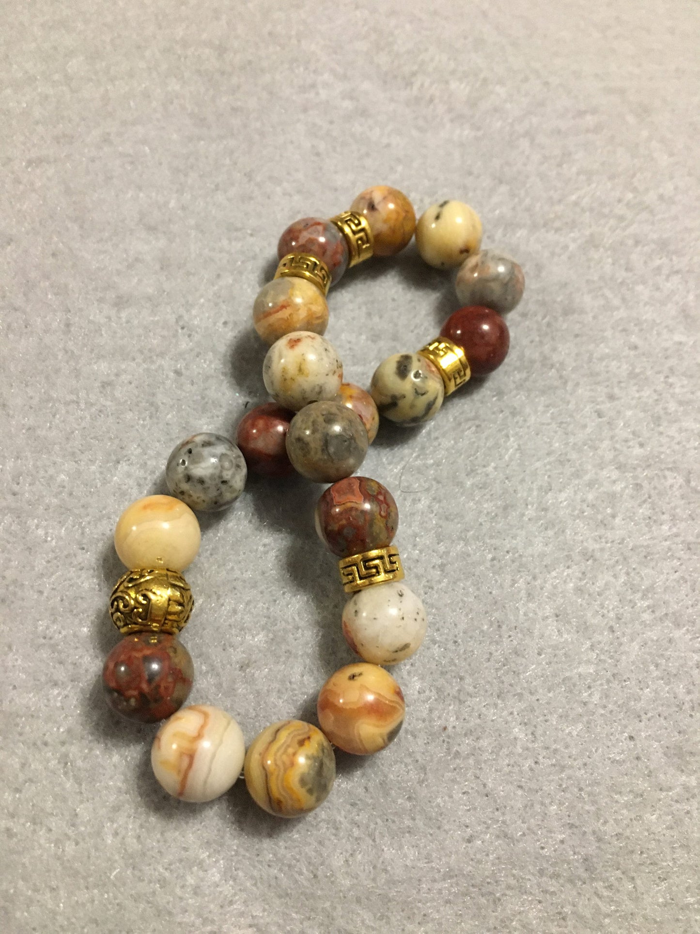 Mens Bracelet with Agate Gemstone Beads & Tibetan Jewelry Spacers - Handmade Jewelry - Gifts for Him