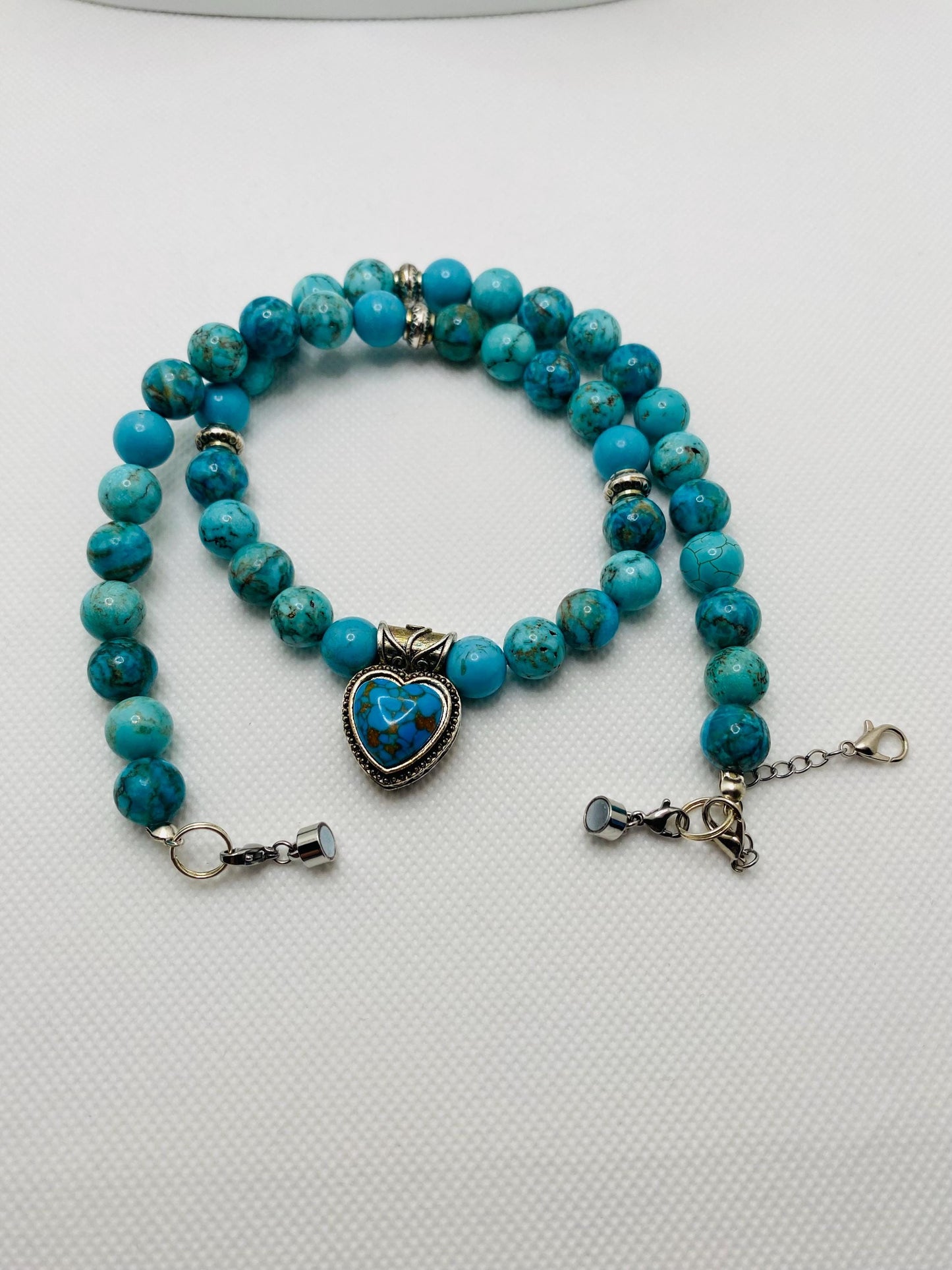 Handmade Turquoise Heart Necklace: Boho Gemstone Jewelry