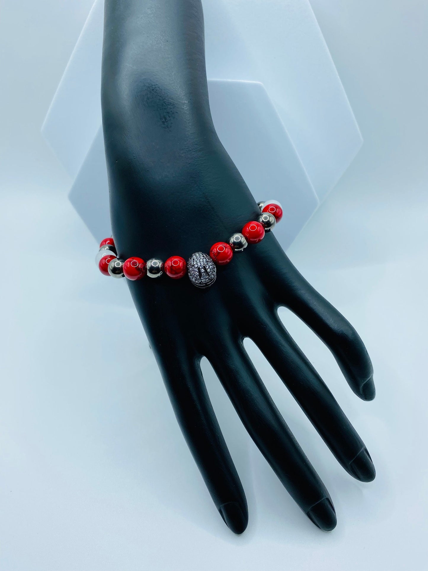 Tampa Bay Buccaneers Bracelet: Jade, Turquoise & Hematite Gemstone Beads