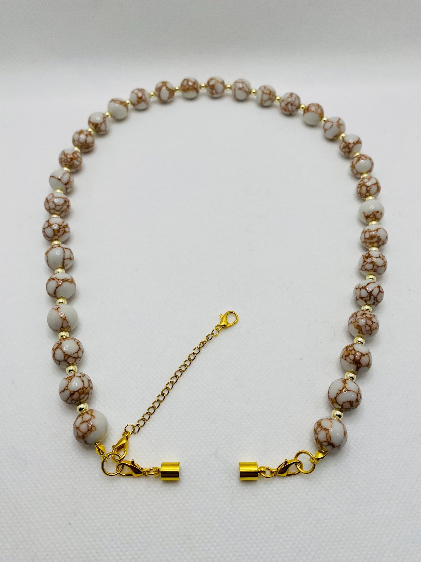 Howlite Gemstone Necklace: Gold Hematite Beaded Jewelry