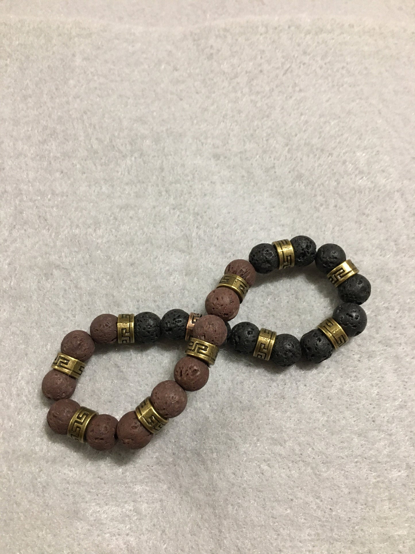 Lava Rock Bracelet: Handmade Essential Oil Diffuser, Tibetan Bronze Spacers