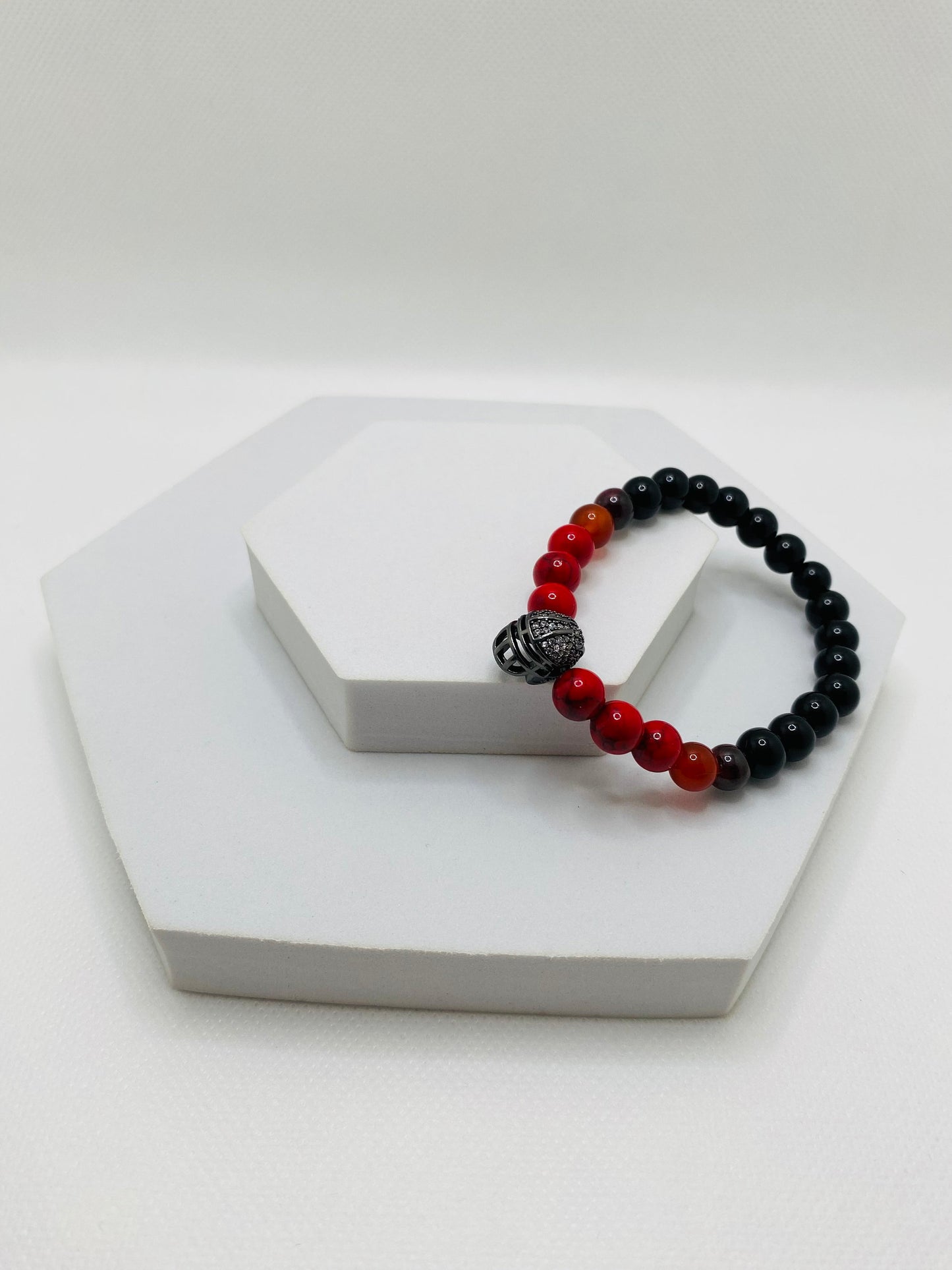 Atlanta Falcons Bracelet: Gemstone Bead Bracelet with Football Helmet