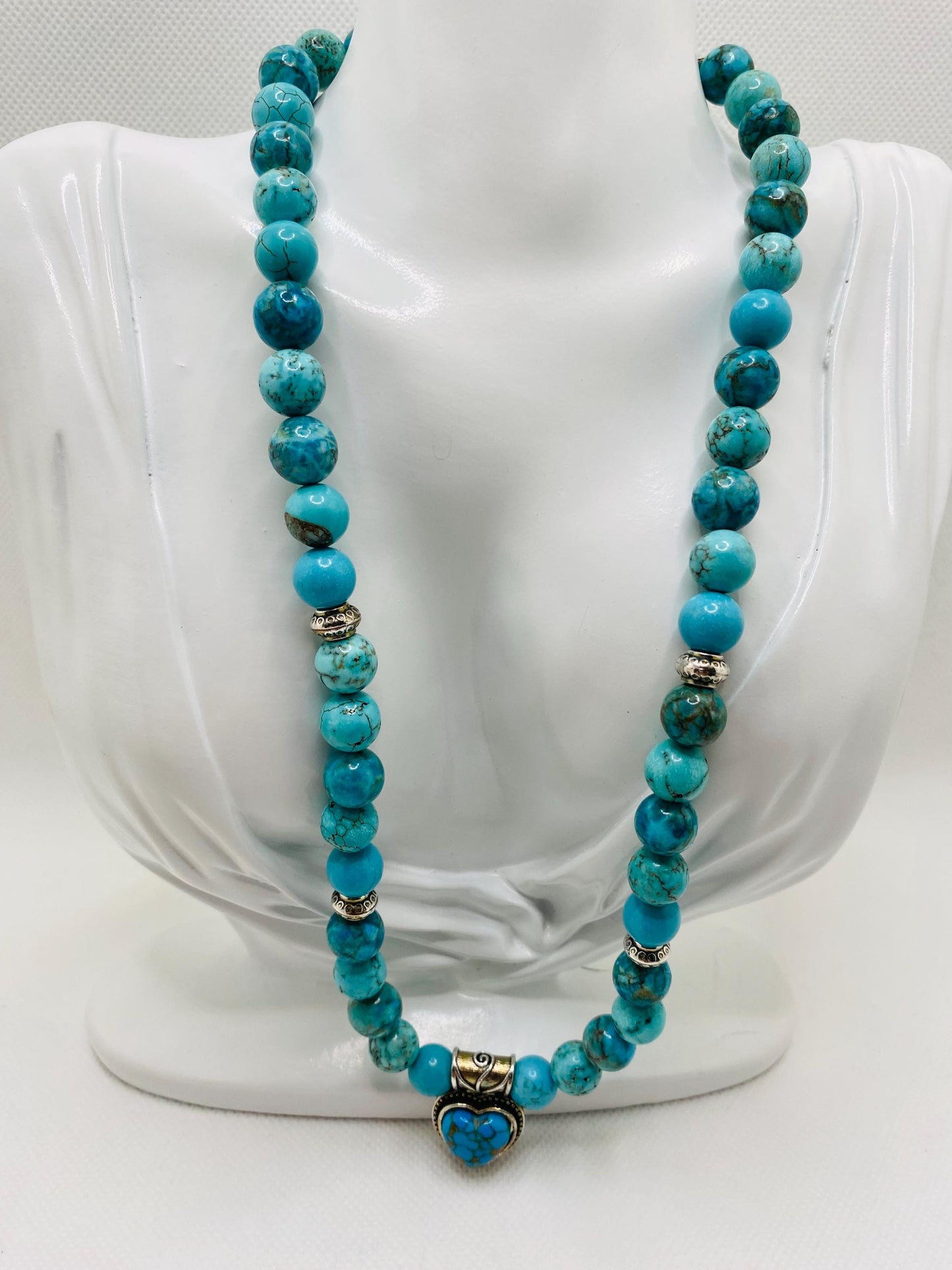 Handmade Turquoise Heart Necklace: Boho Gemstone Jewelry