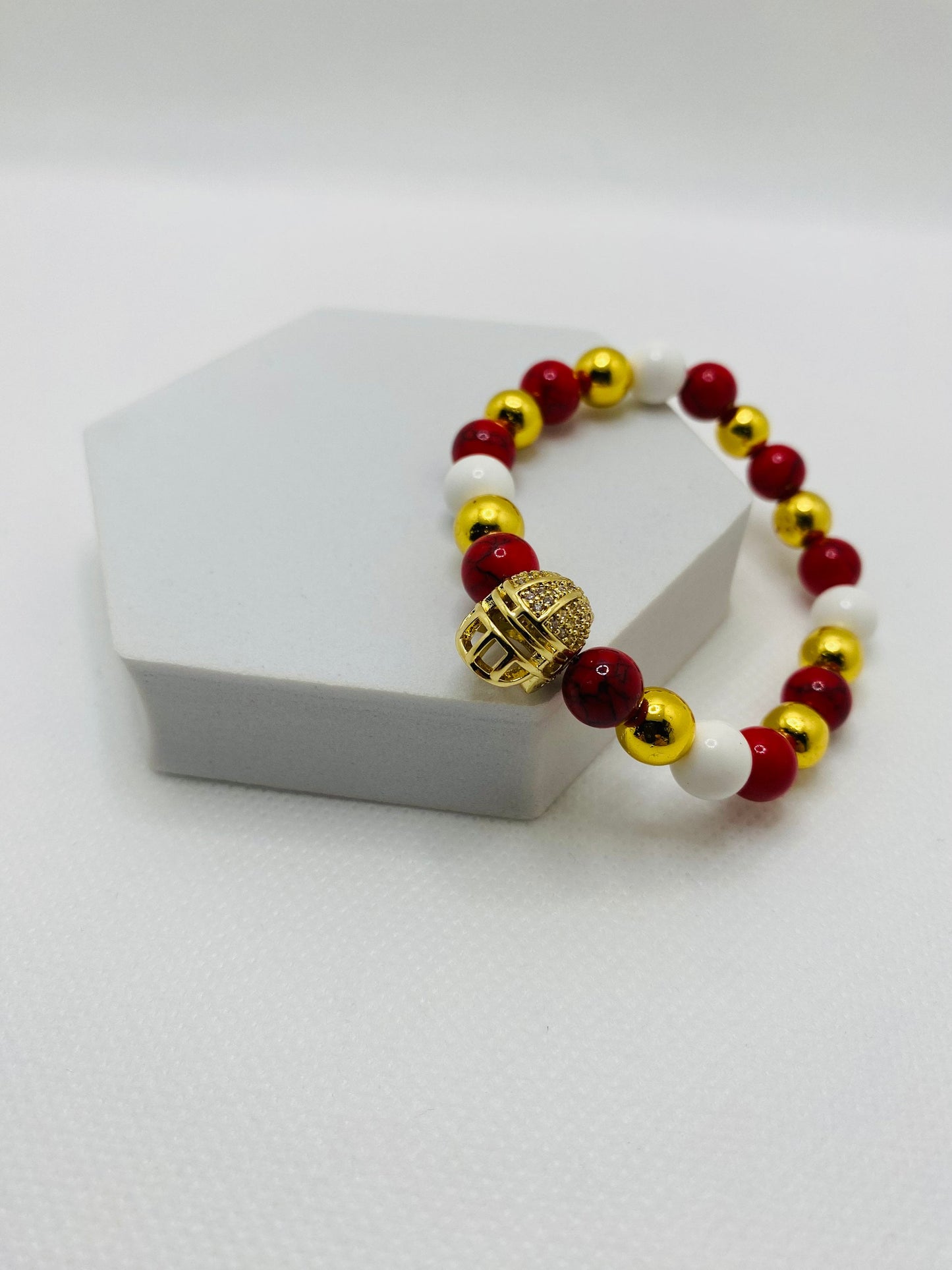 Kansas City Chiefs Bracelet: Gemstone Bead Jewelry with Football Helmet