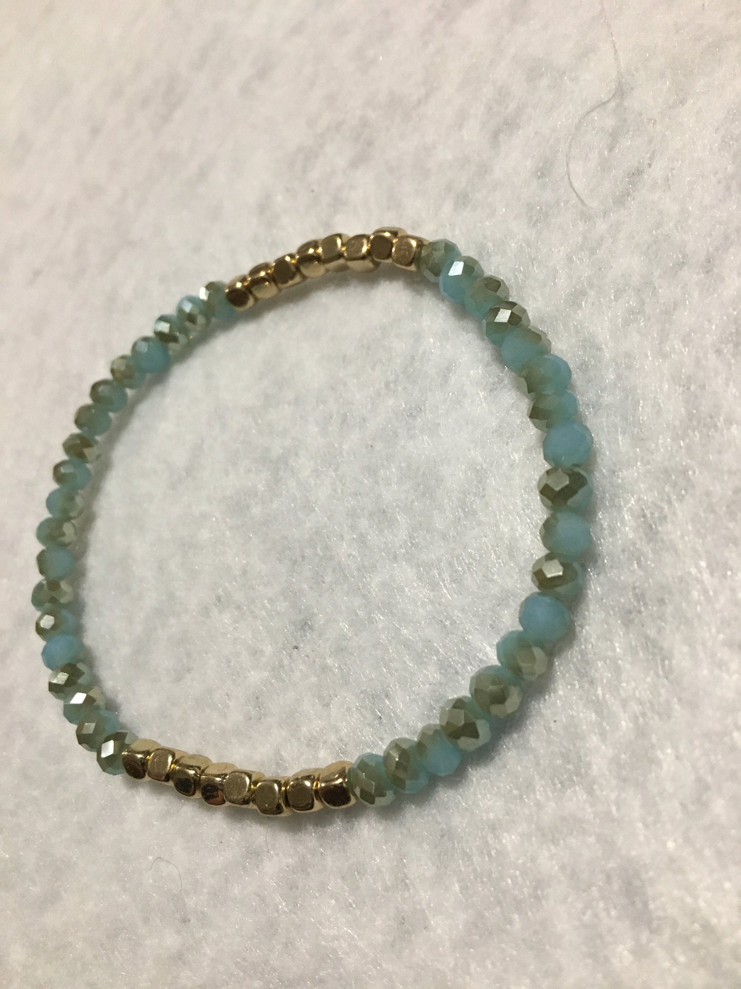 Blue Quartz Crystal Bracelet: Gold Spacer Beads, Handmade Jewelry