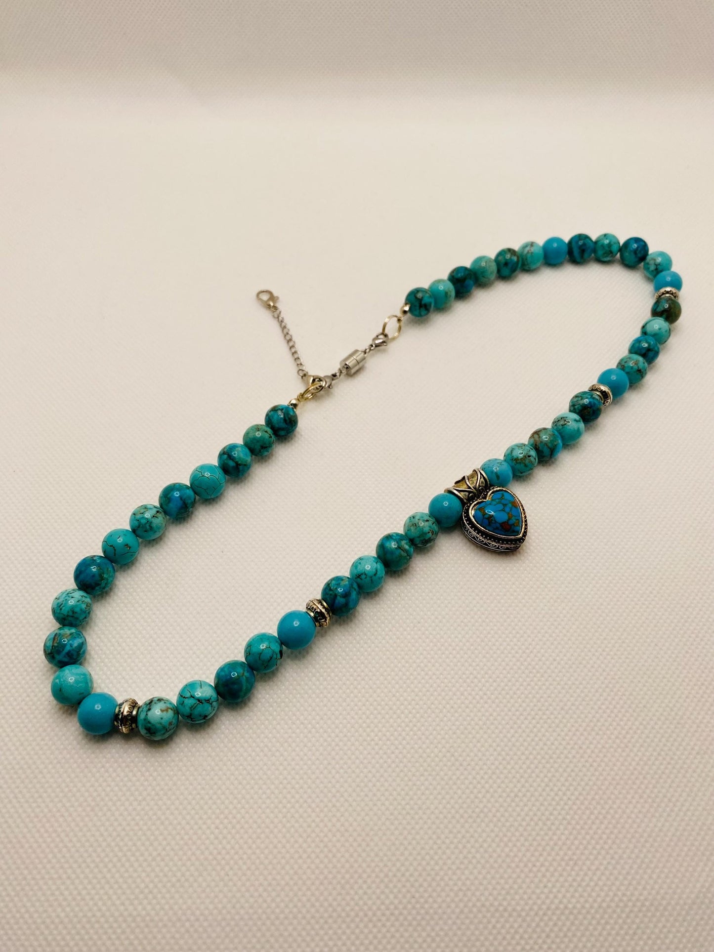 Handmade Turquoise Heart Necklace: Boho Gemstone Jewelry