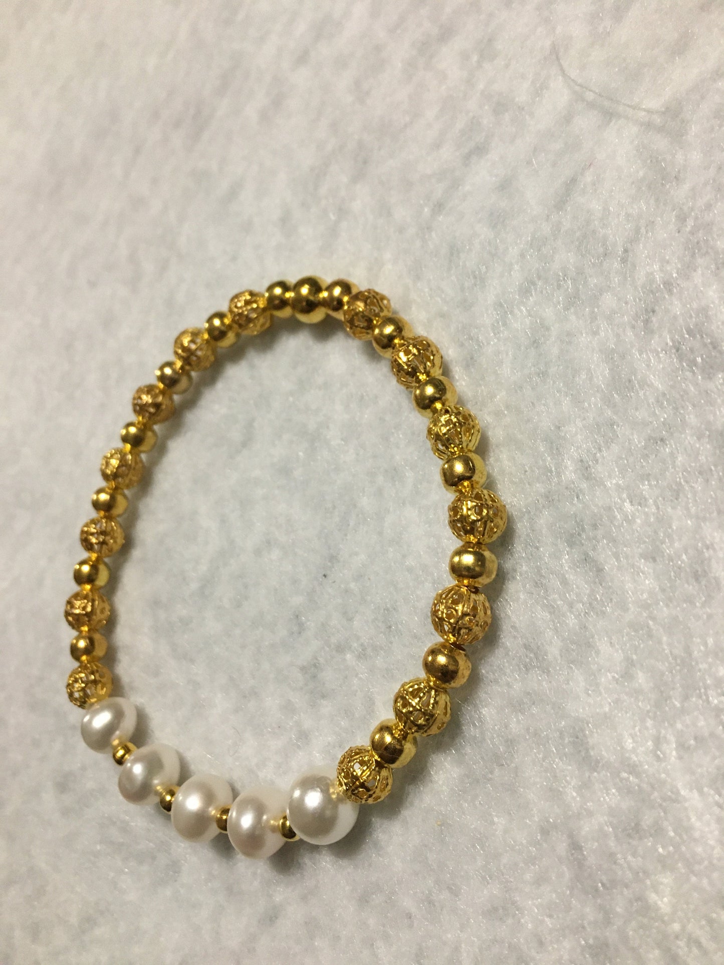 Baroque Pearl Bracelet: 18k Gold-Plated Beads, Handmade Gemstone Jewelry