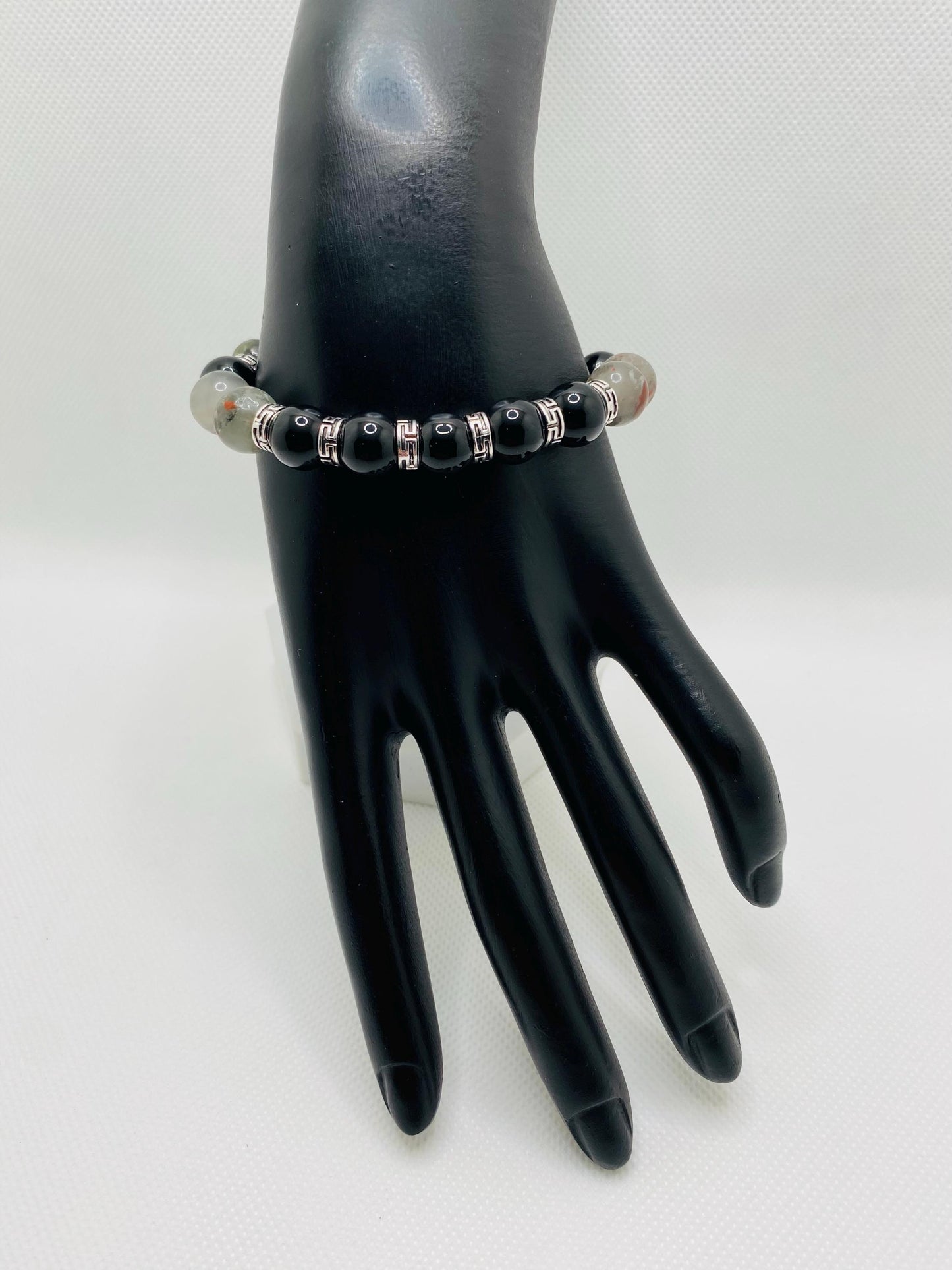 Black Onyx & Jasper Bracelet: Tibetan Style Men's Jewelry