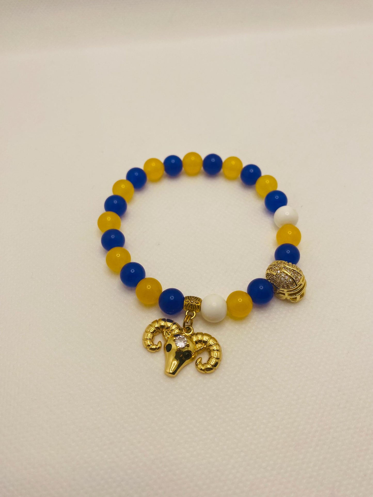 Los Angeles Rams Bracelet: Agate, Kyanite & Jade Gemstone Beads