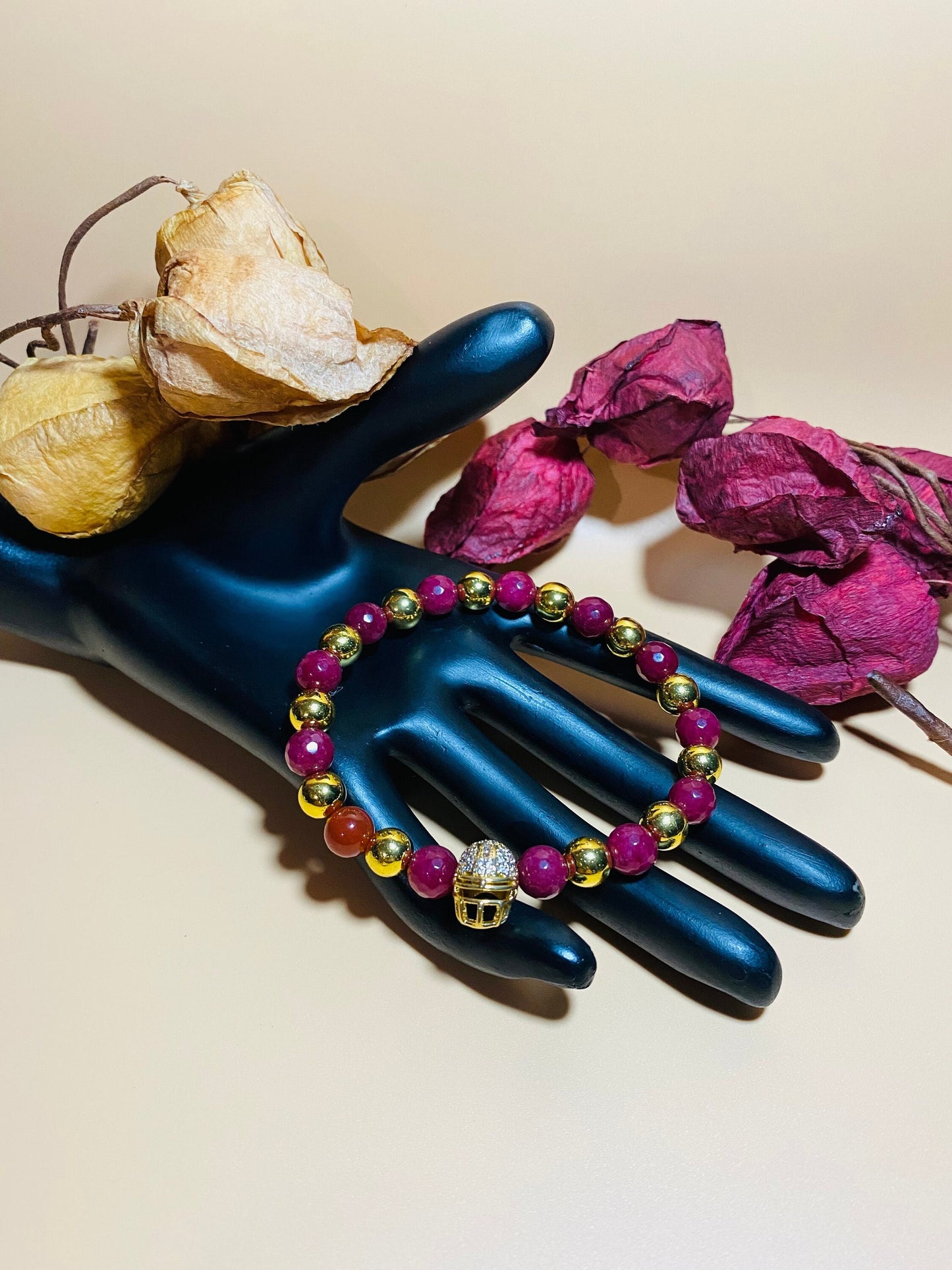 Washington Commanders Mens Bracelets, Mens Jewelry with Natural Gemstone Beads, Gifts for Him