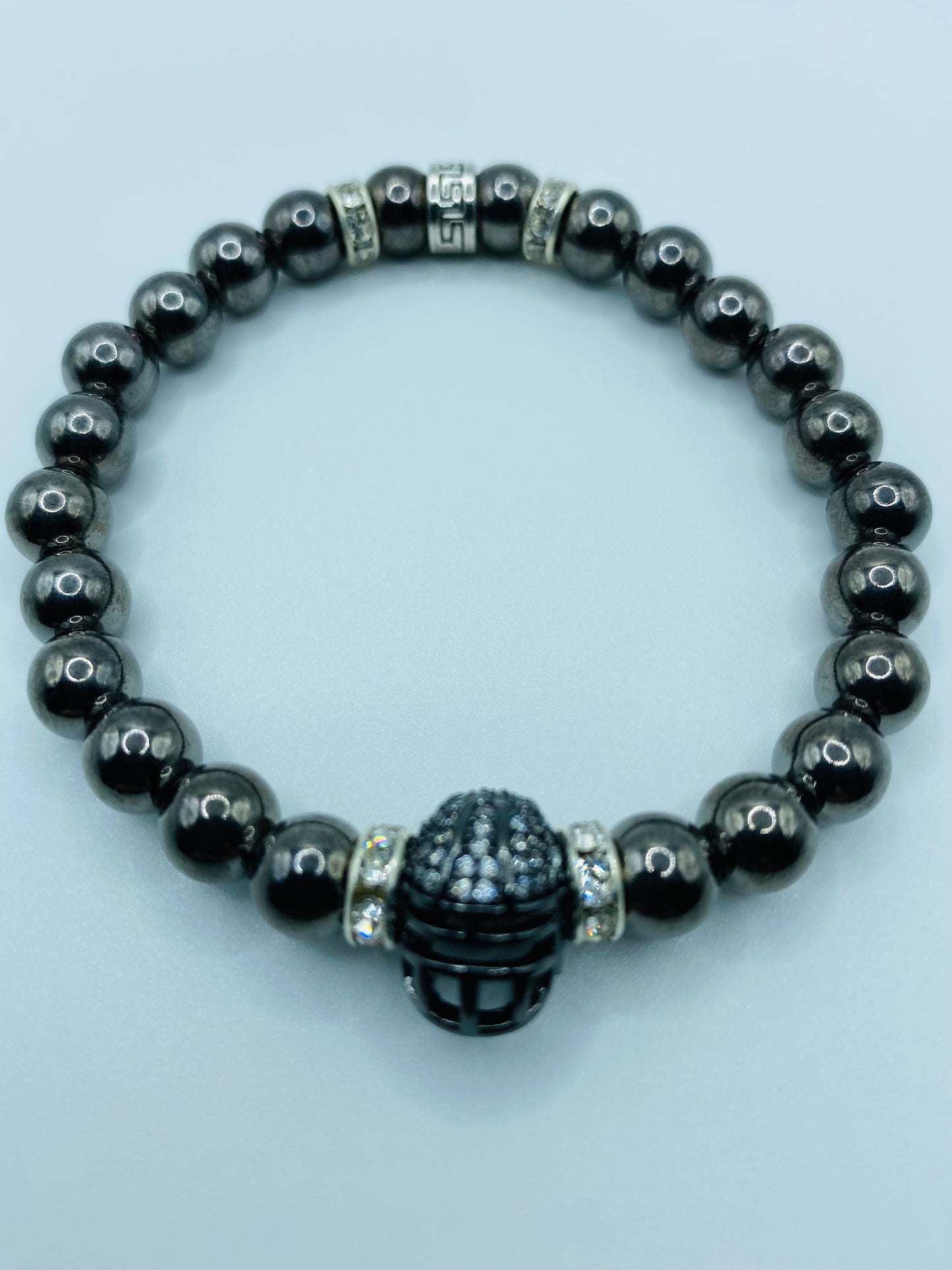 Las Vegas Raiders Bracelet: Hematite Gemstone Football Helmet Jewelry