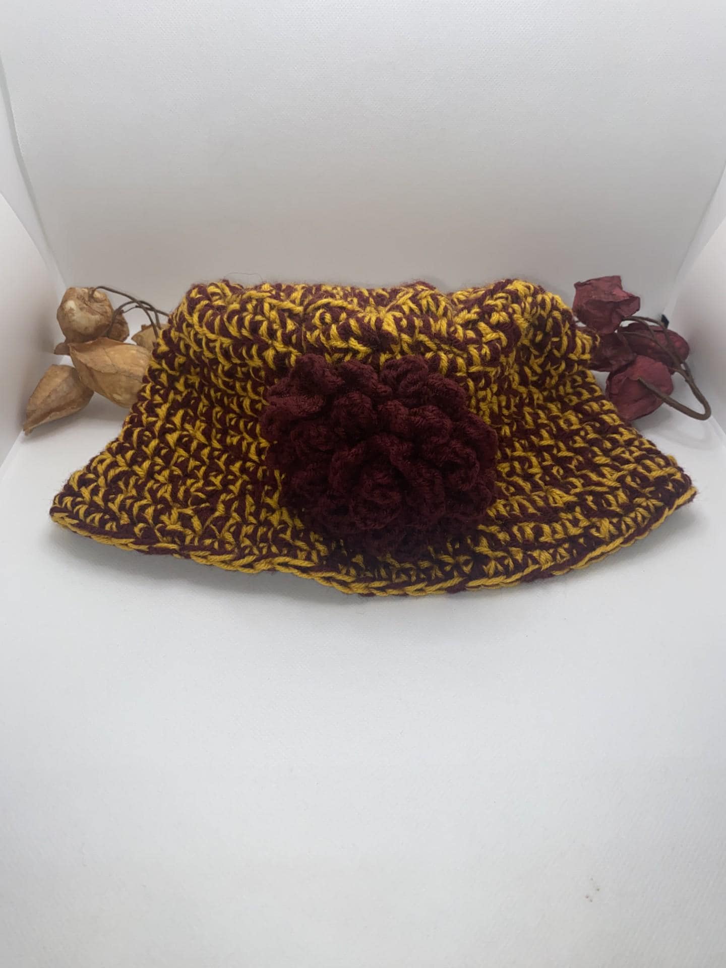 USC Trojans Crochet Hat: Gold & Crimson Beanie, Handmade College Apparel