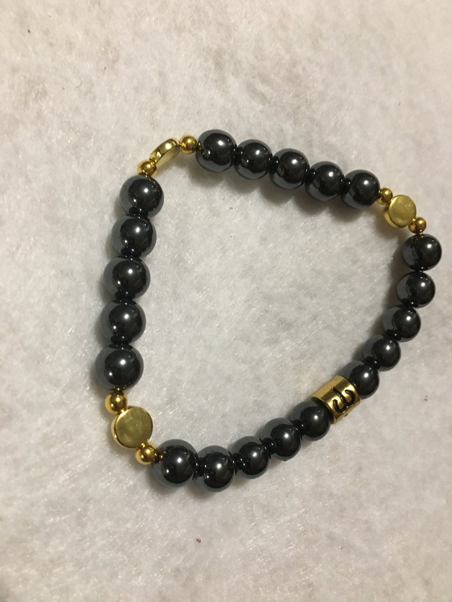 Aries Zodiac Bracelet: Hematite Gemstone, Gold Charm