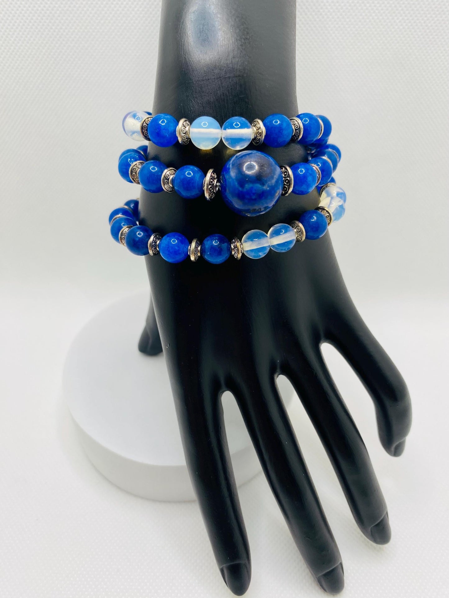 Handmade Lapis Lazuli Beaded Necklace with Silver Spacers