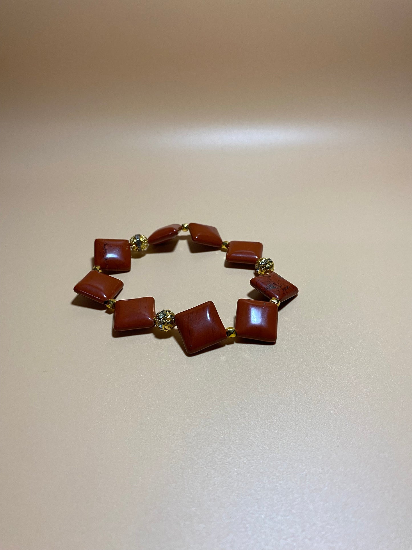 Red Jasper Gemstone Bracelet: 18k Gold Beads, Handmade Jewelry