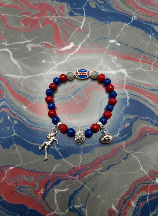 New York Giants Gemstone Charm Bracelet: Football Fan Gift