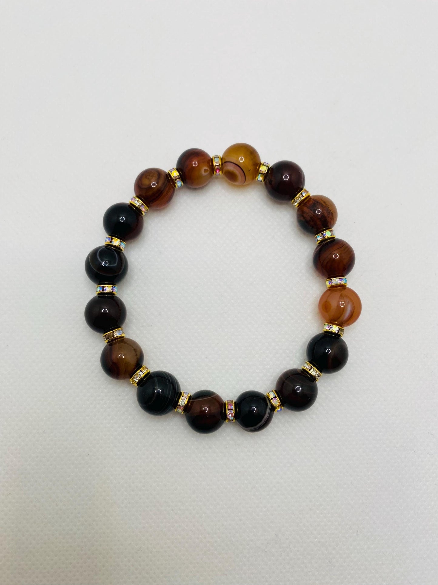 Red Dream Agate Gemstone Bracelet: Chunky Rhinestone Rondelle Jewelry