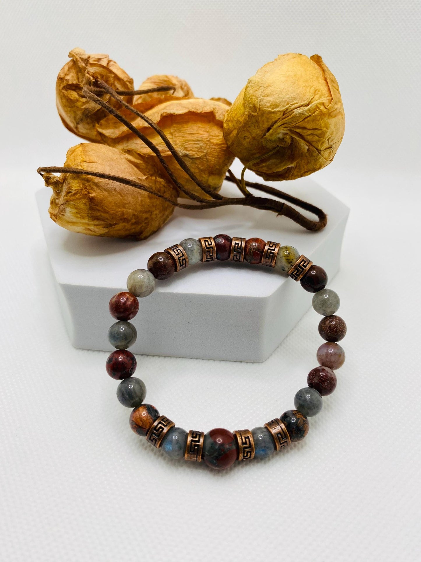 Mens Bracelets with Natural Labradorite Gemstone Beads - Tibetan Jewelry for Women