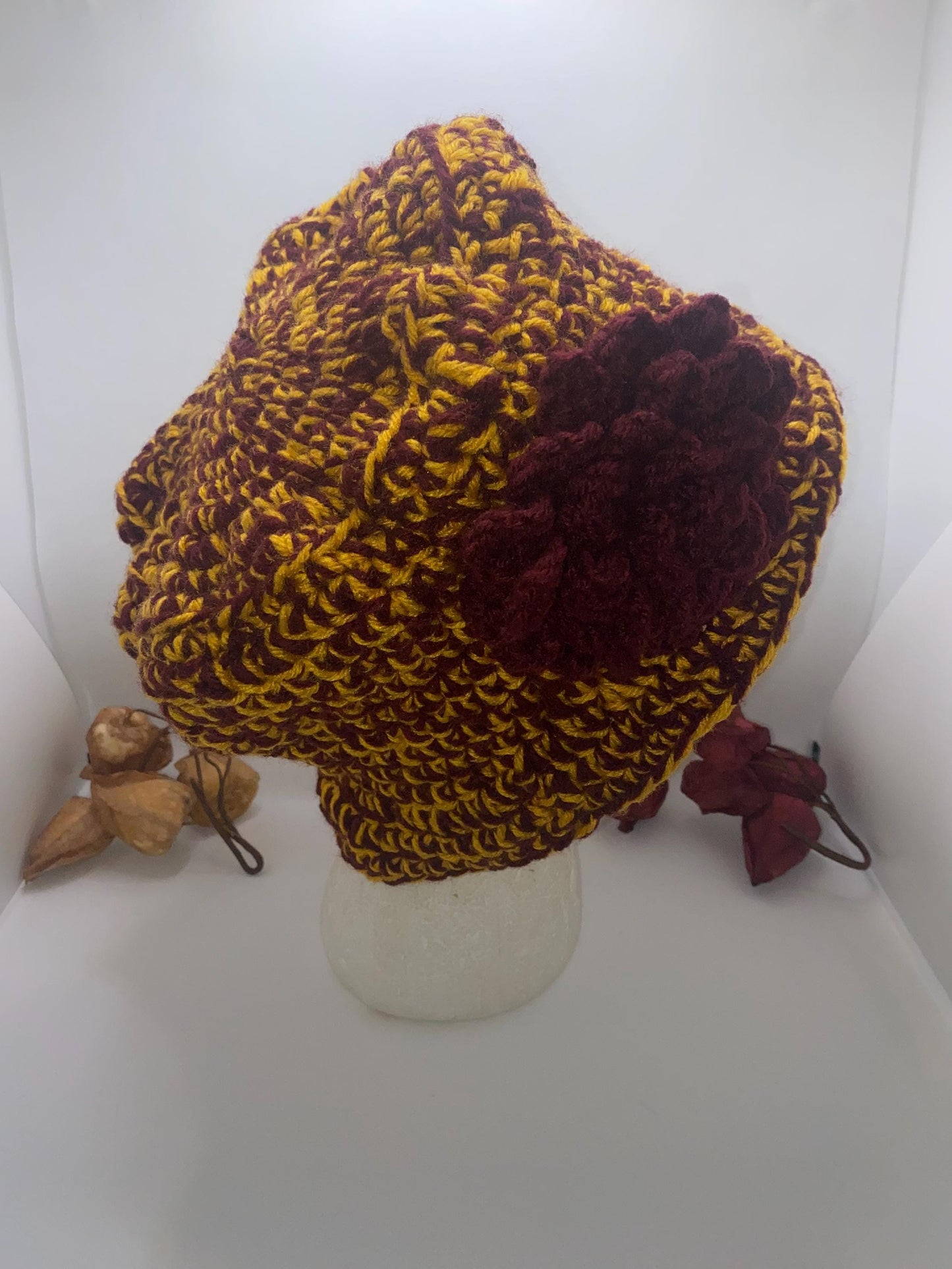 USC Trojans Crochet Hat: Gold & Crimson Beanie, Handmade College Apparel