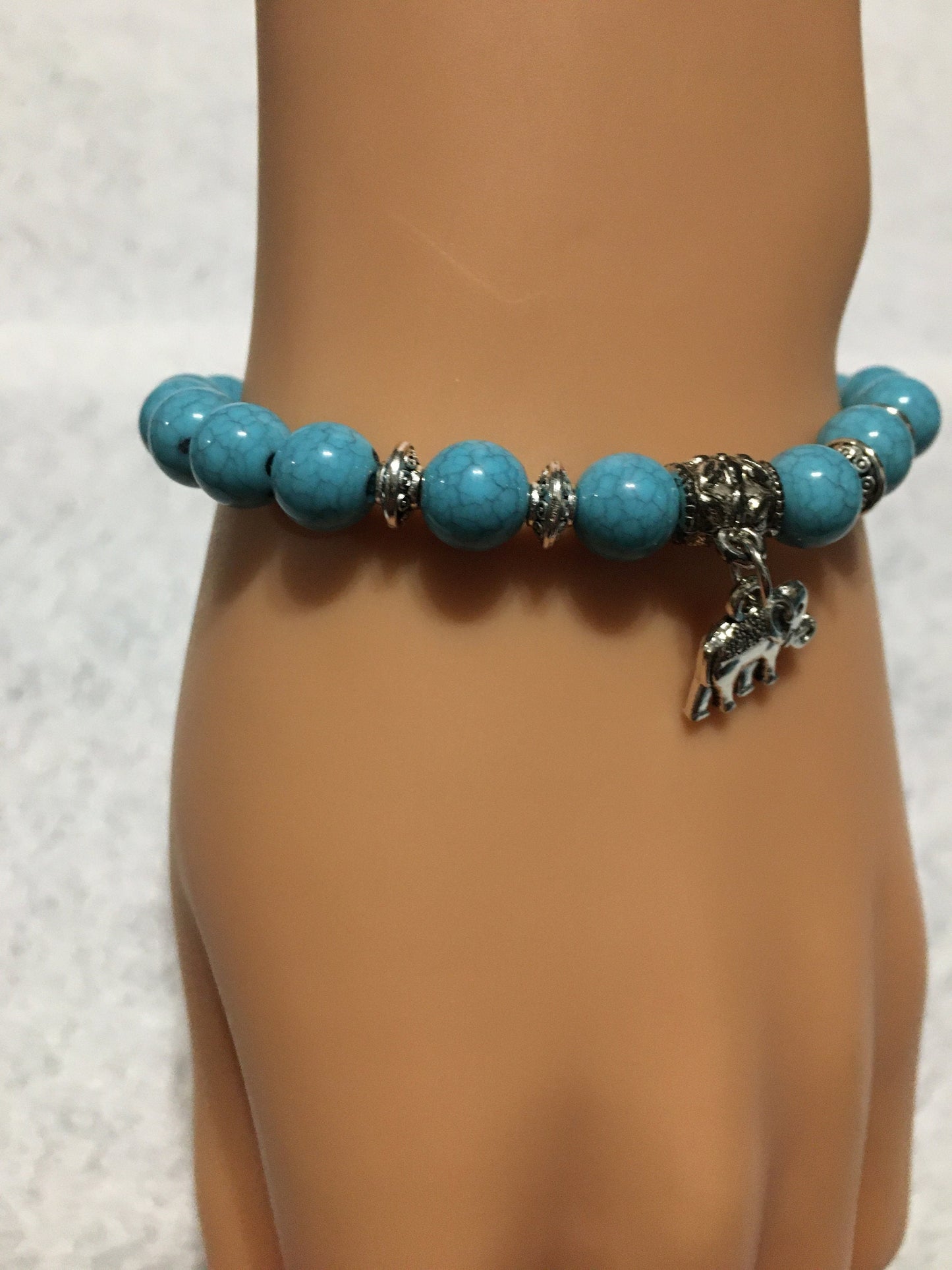 Charm Bracelet Bohemian Jewelry with Turquoise Gemstone Beads & Elephant Gifts - Gifts for Women