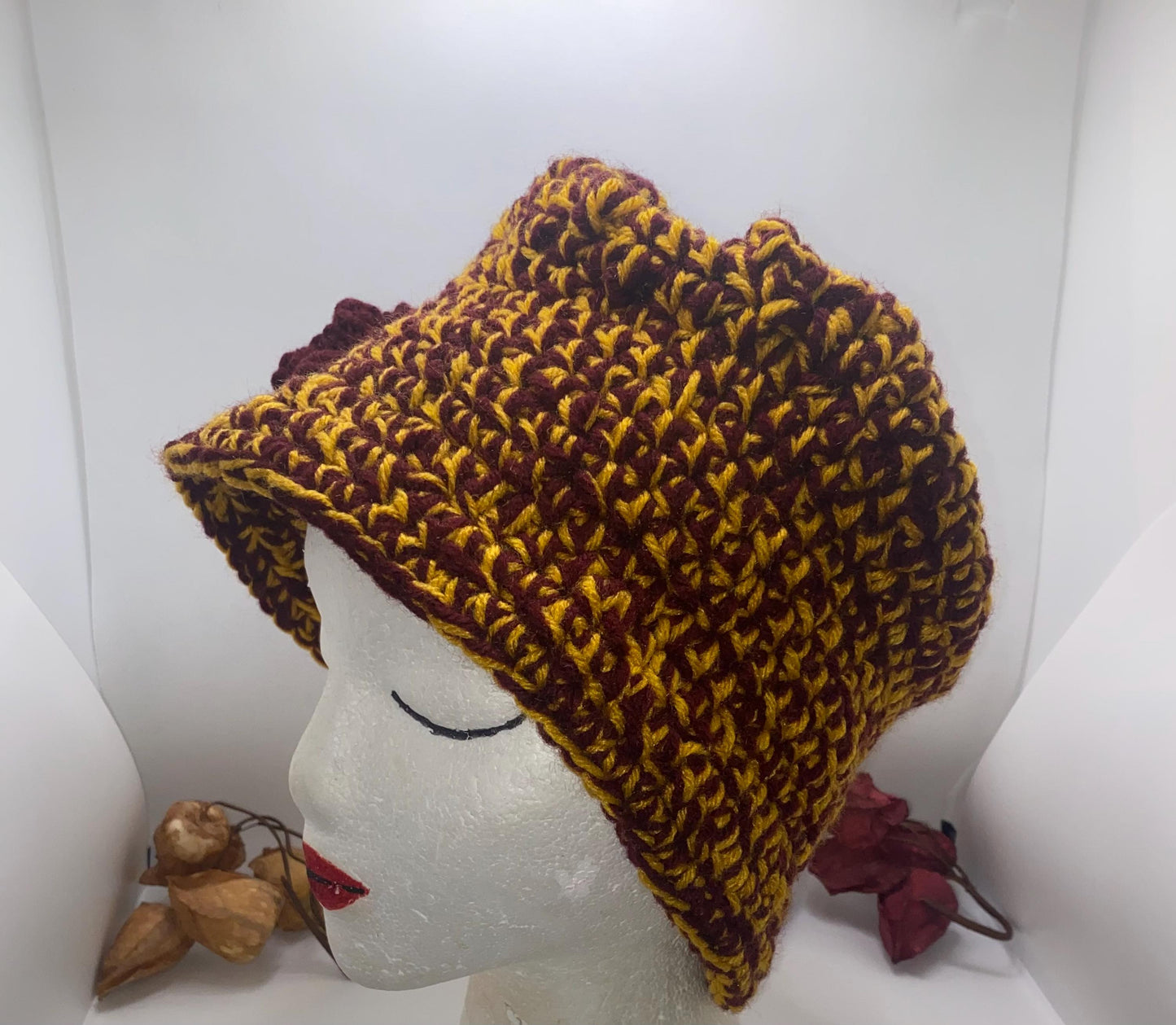 USC Trojans Crochet Hat: Gold & Crimson Beanie, Handmade College Apparel
