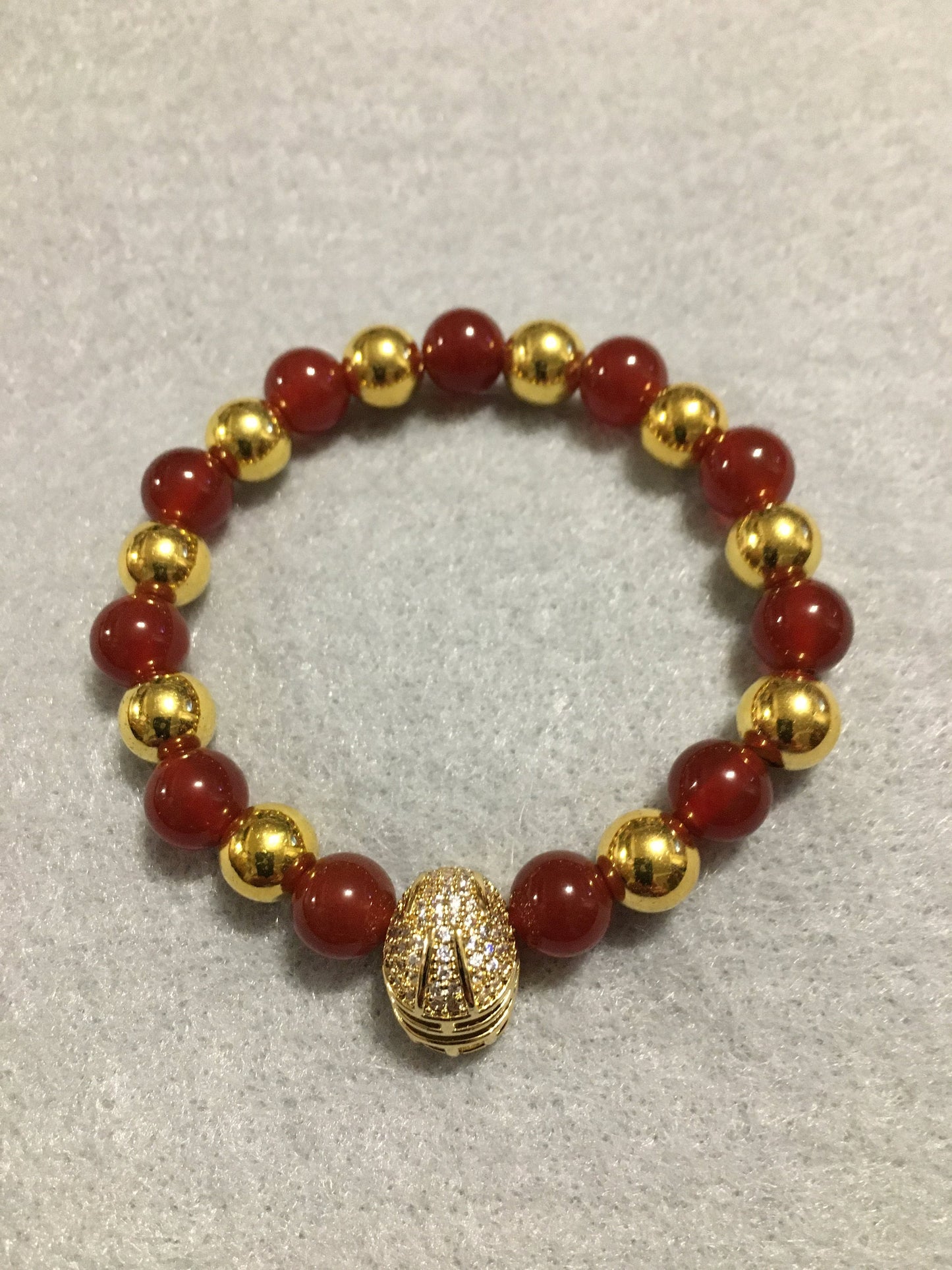 USC Trojans Bracelet: Carnelian, Hematite & CZ Football Helmet