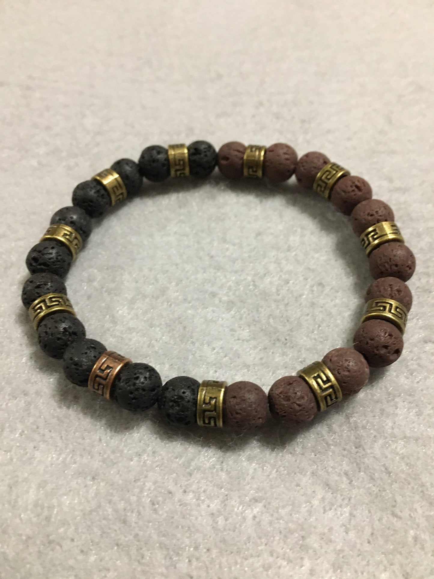 Lava Rock Bracelet: Handmade Essential Oil Diffuser, Tibetan Bronze Spacers