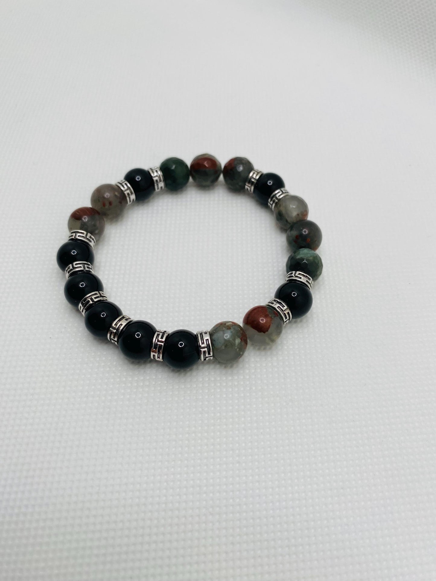 Black Onyx & Jasper Bracelet: Tibetan Style Men's Jewelry