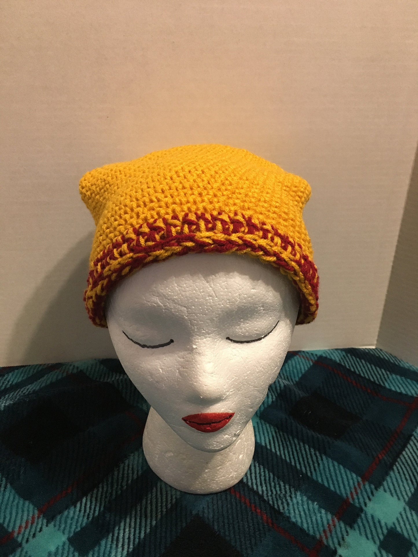 USC Trojans Crochet Slouchy Beanie: Gold & Crimson Red Hat