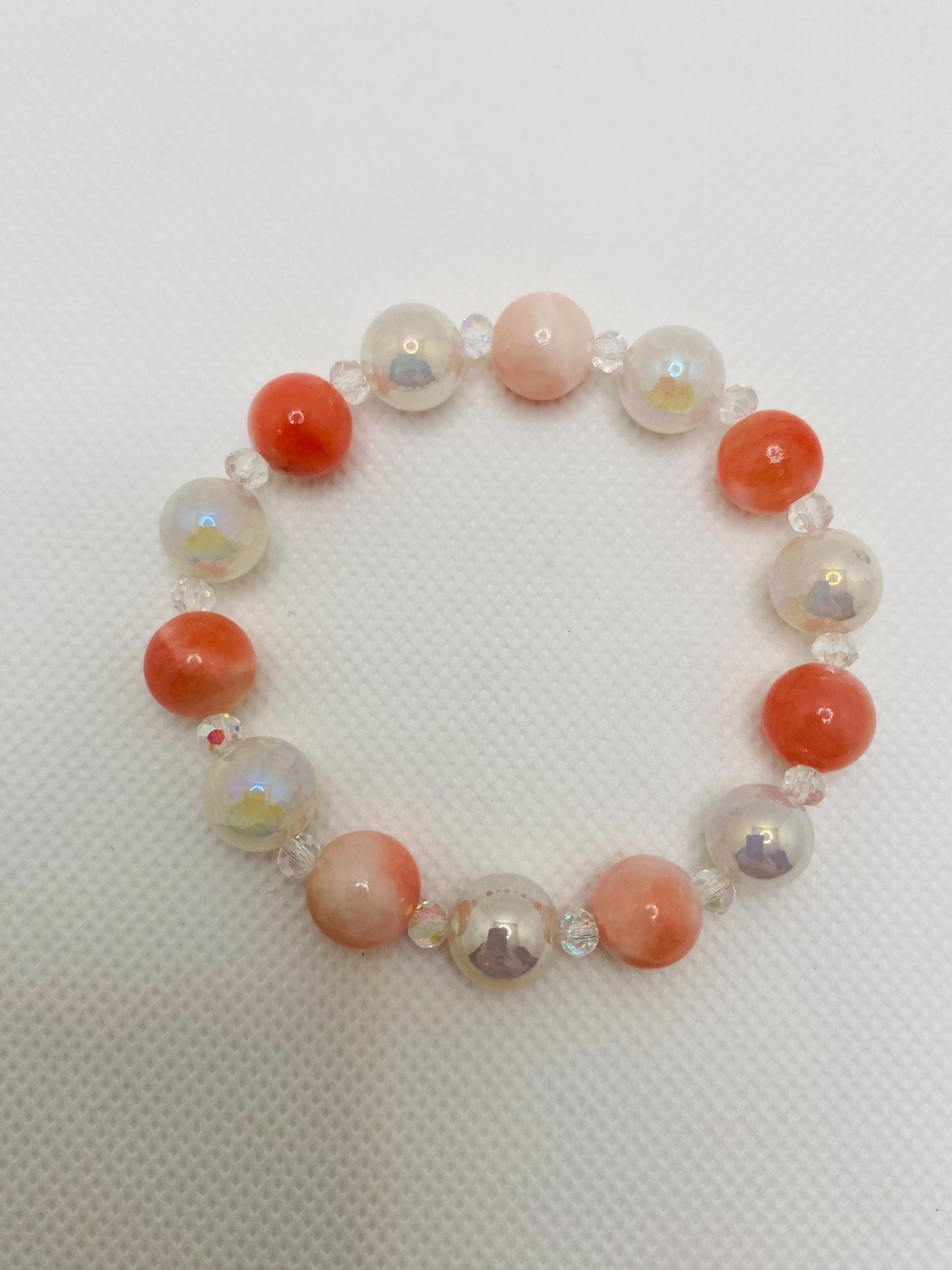 Snow Quartz, Onyx & Persian Pink Gemstone Bracelet