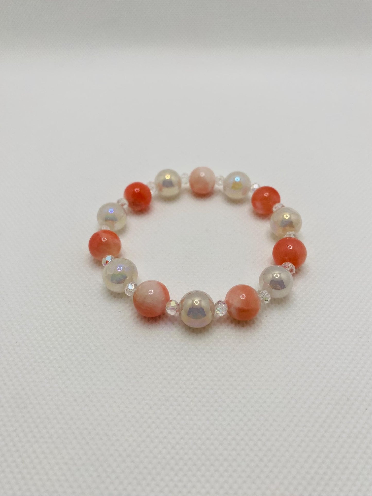 Snow Quartz, Onyx & Persian Pink Gemstone Bracelet