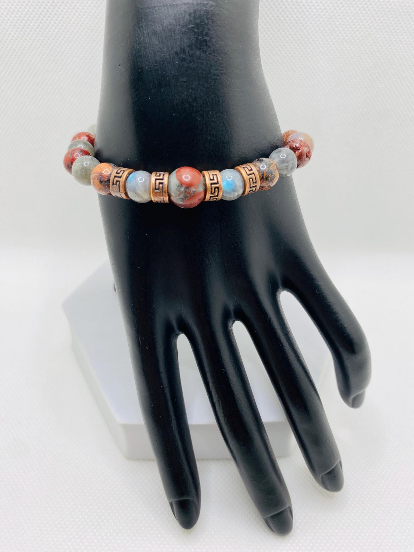 Mens Bracelets with Natural Labradorite Gemstone Beads - Tibetan Jewelry for Women