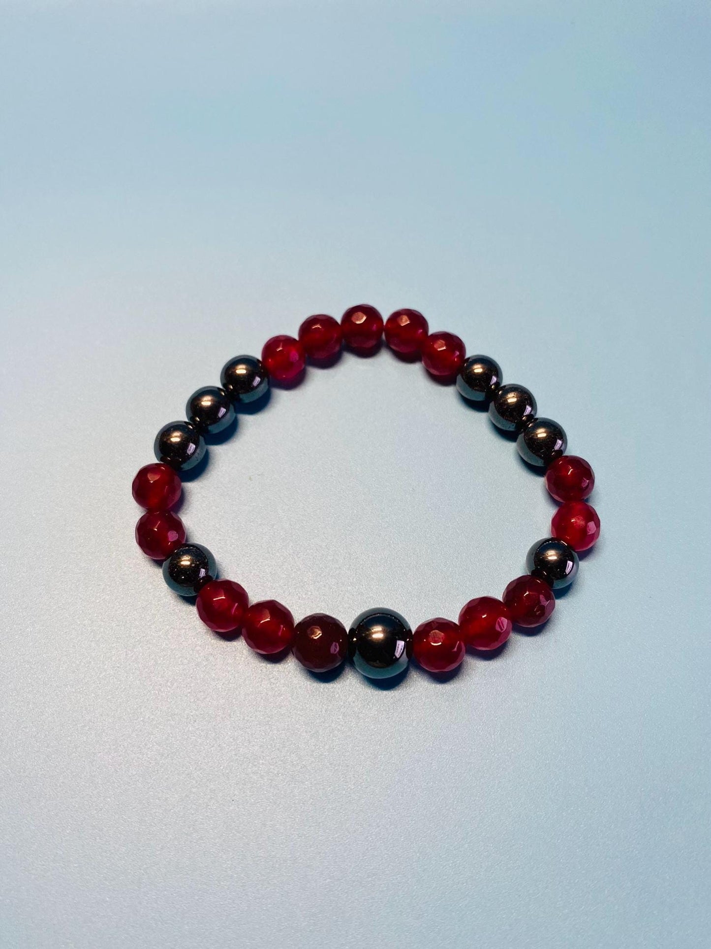 Handmade Jewelry Beaded Bracelet with Agate & Hematite Gemstone Beads, Mens Bracelets, Womens Bracelet