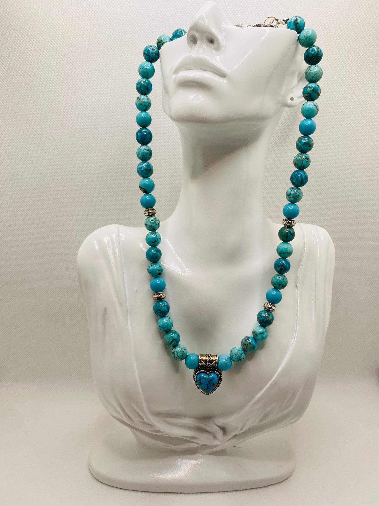 Handmade Turquoise Heart Necklace: Boho Gemstone Jewelry