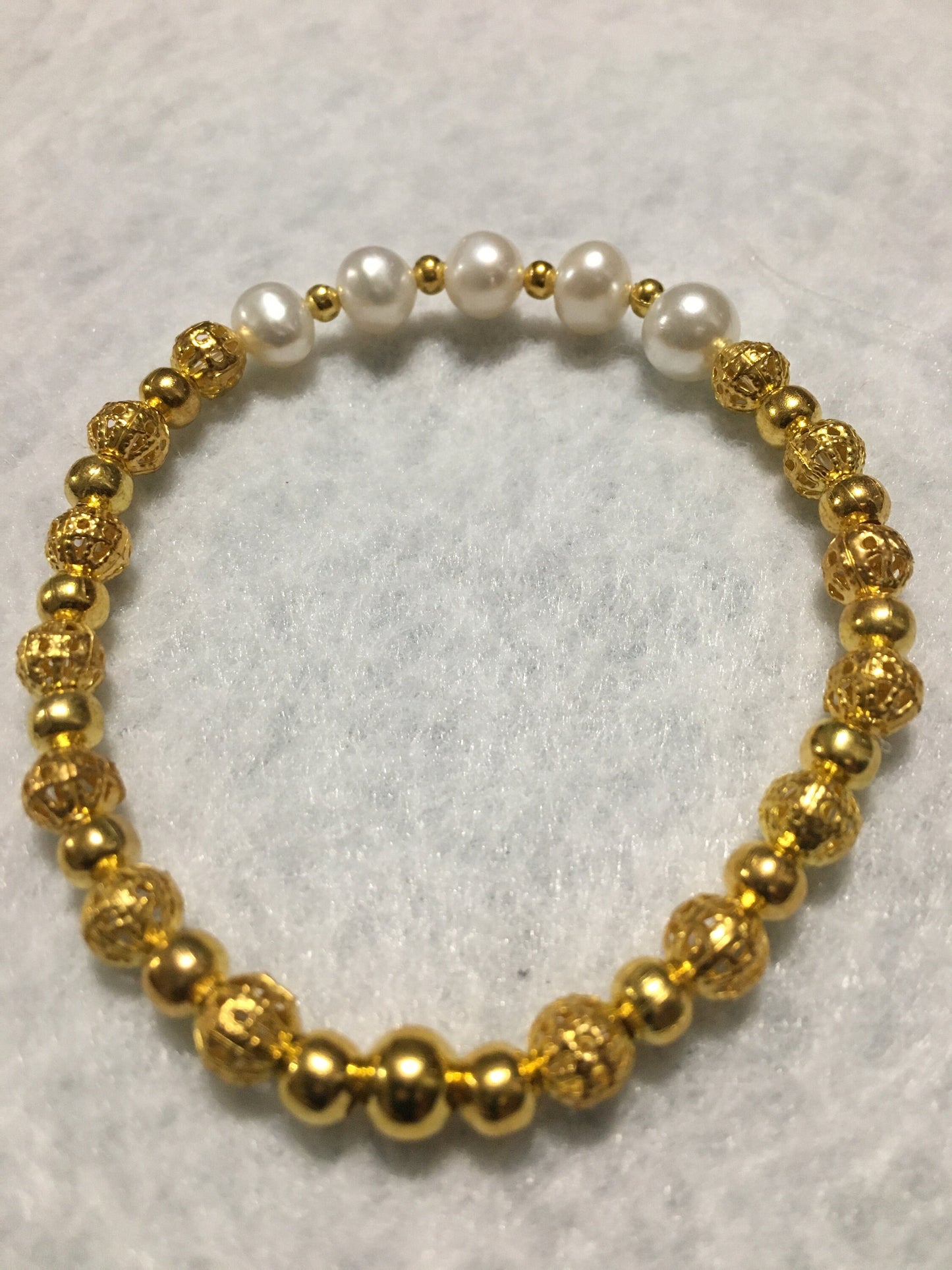 Baroque Pearl Bracelet: 18k Gold-Plated Beads, Handmade Gemstone Jewelry
